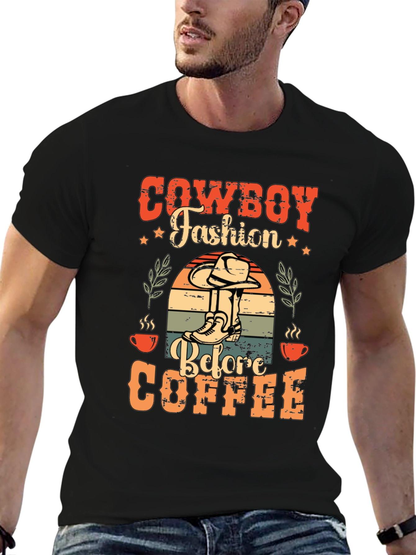 Cowboy Fashion Before Coffee Graphic T-Shirt