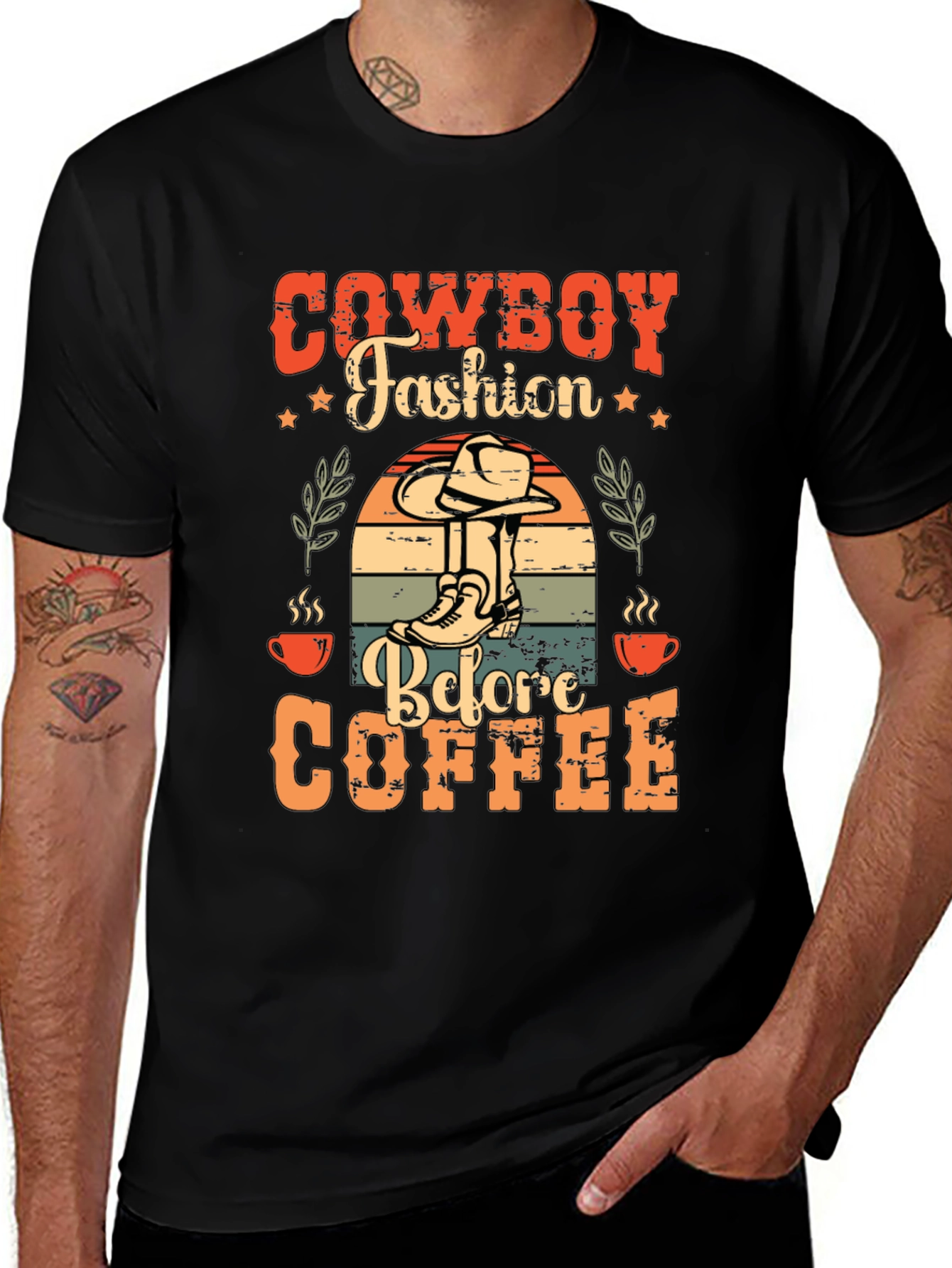Cowboy Fashion Before Coffee Graphic T-Shirt