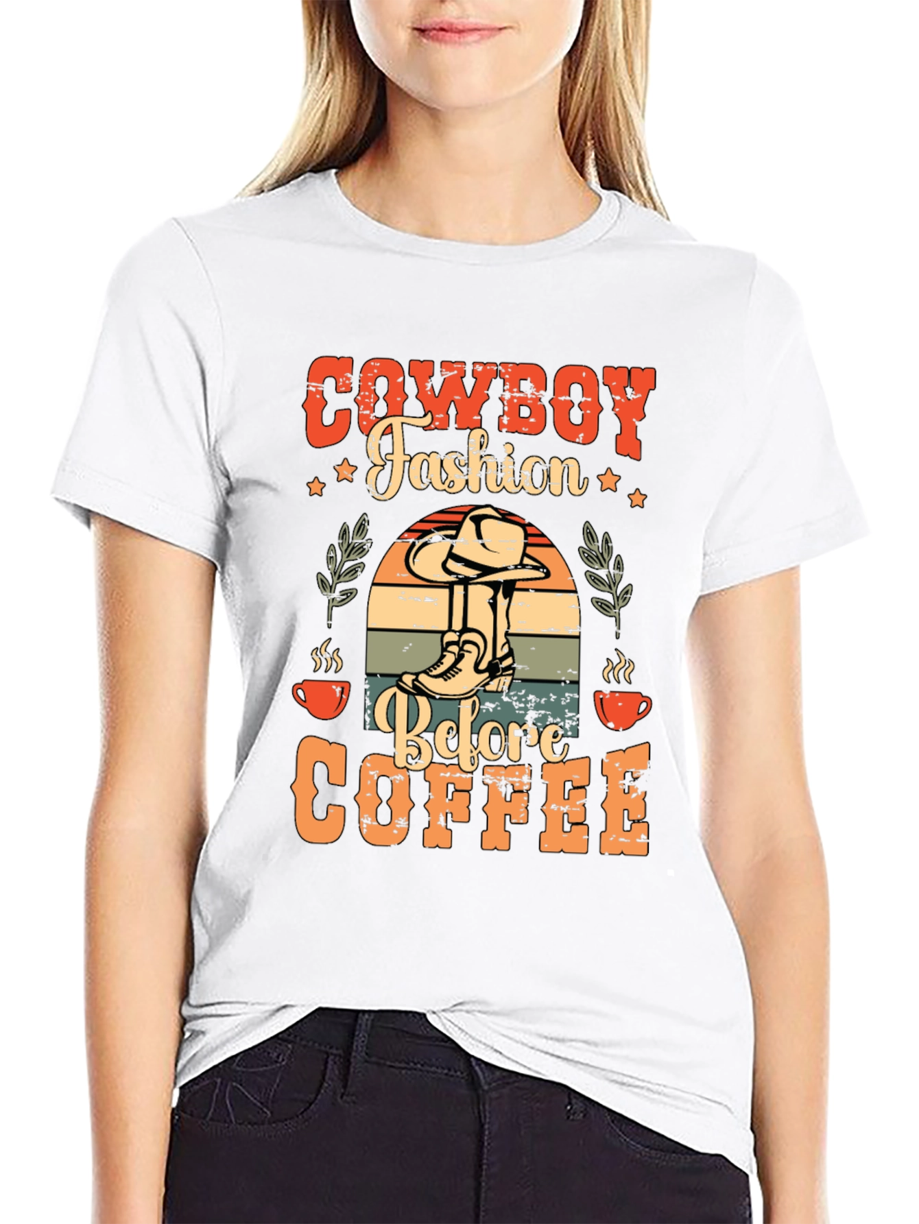 Cowboy Fashion Before Coffee Graphic T-Shirt
