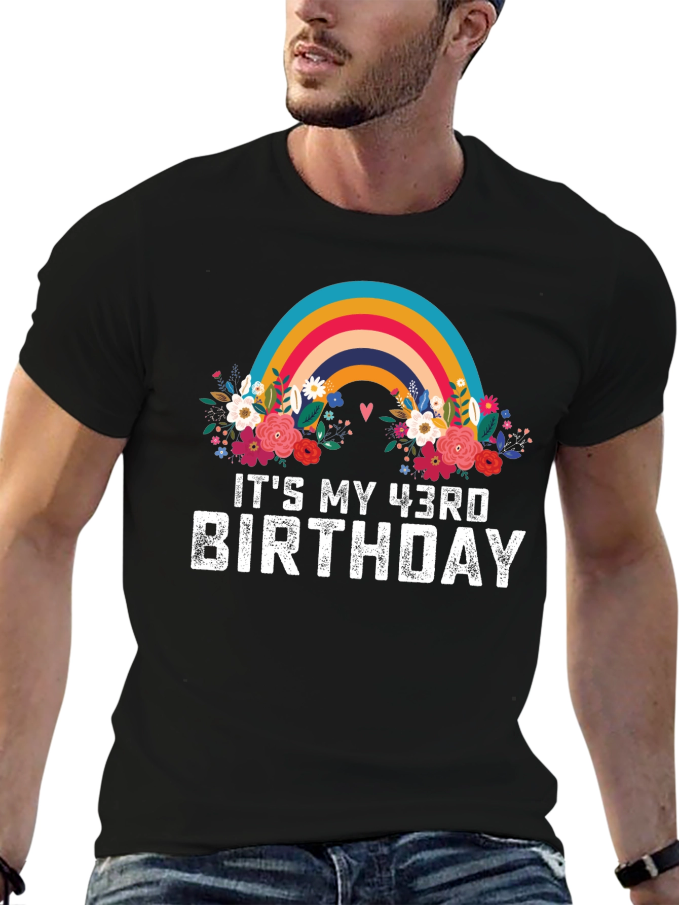 Its My 43rd Birthday Rainbow Floral T-Shirt