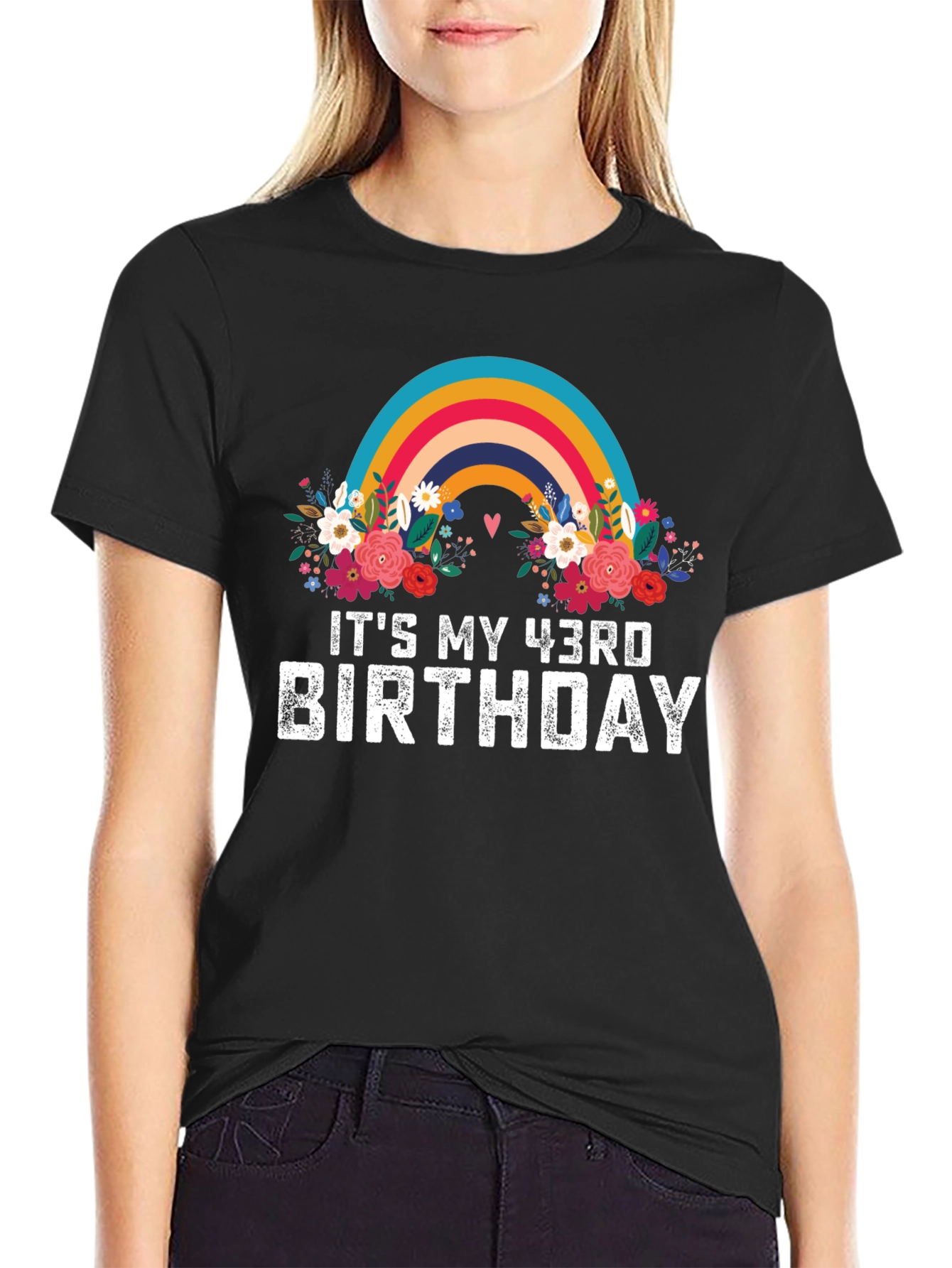 Its My 43rd Birthday Rainbow Floral T-Shirt