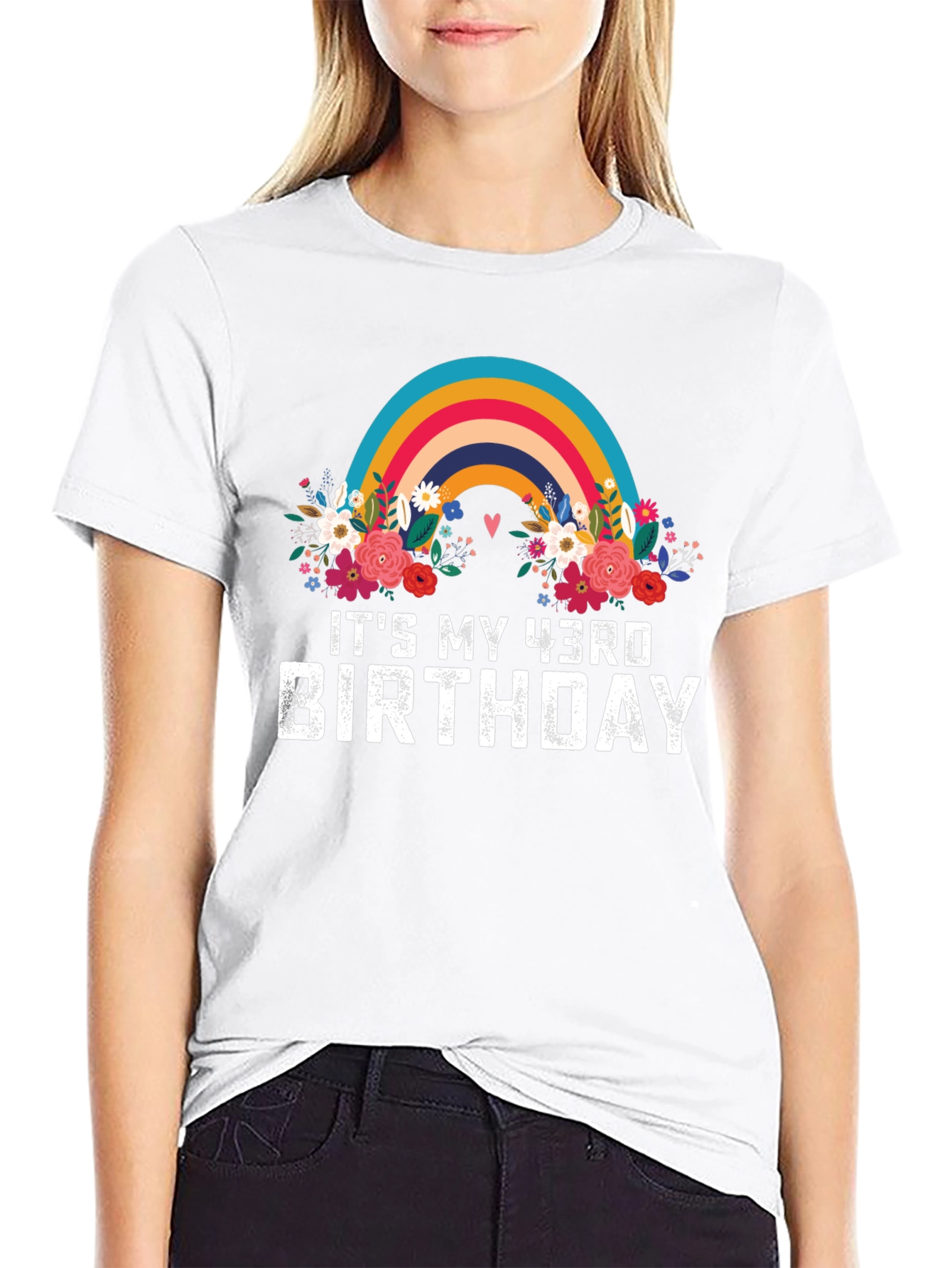 Its My 43rd Birthday Rainbow Floral T-Shirt