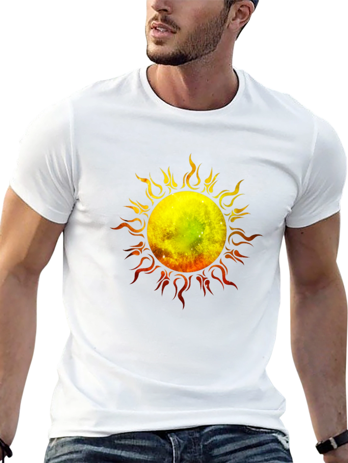 Flaming Sun Graphic Black T-Shirt
