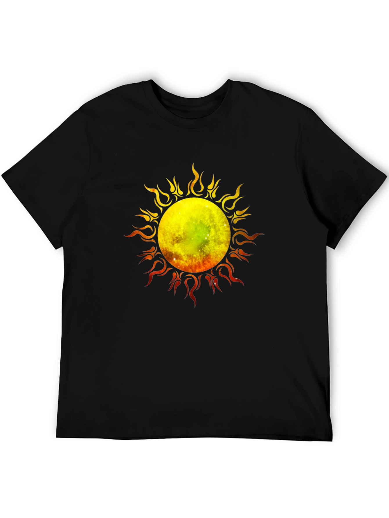Flaming Sun Graphic Black T-Shirt