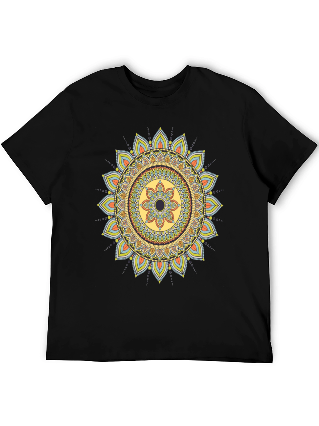 Mandala Print Black T-Shirt - Unique Design
