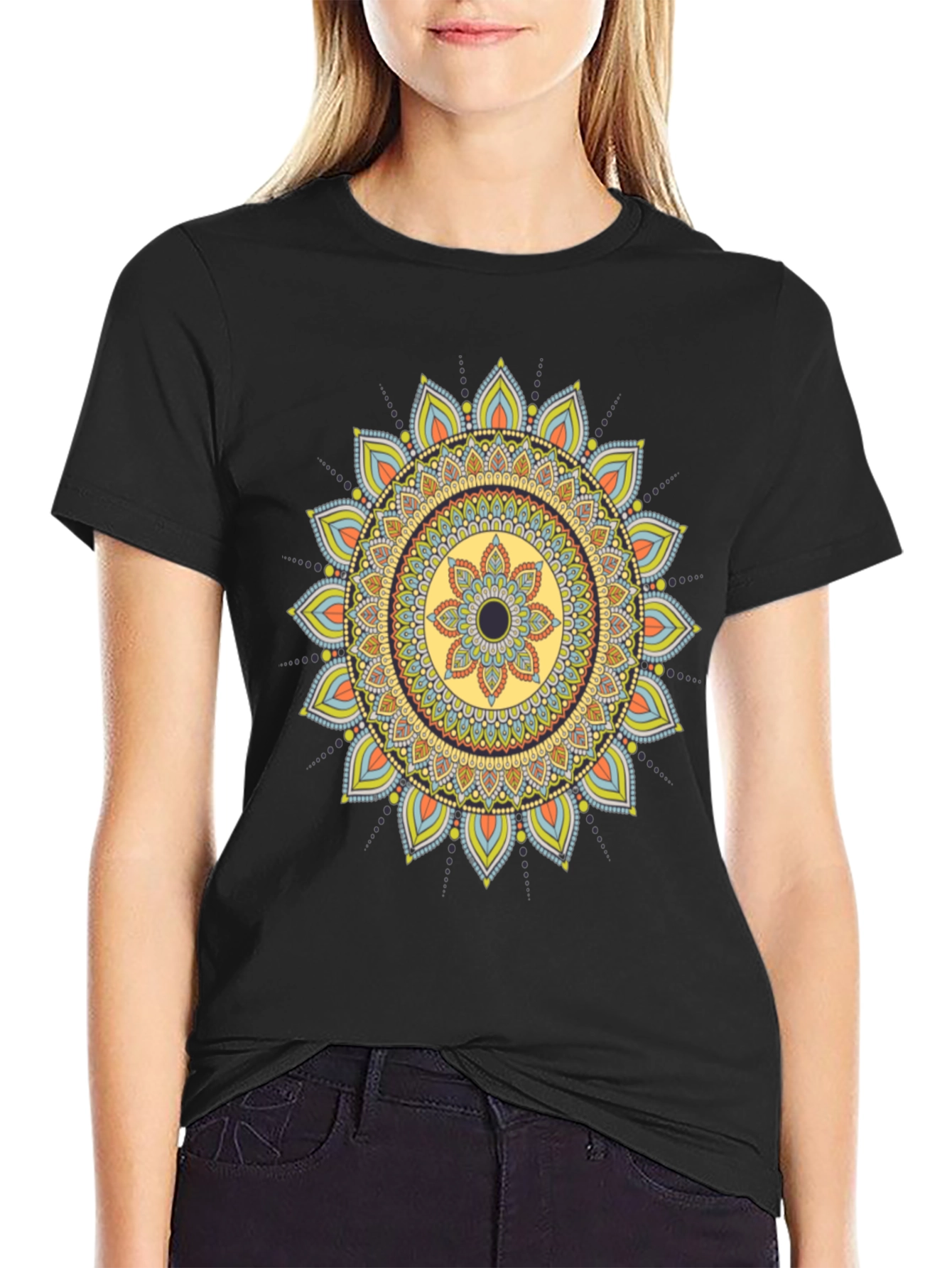 Mandala Print Black T-Shirt - Unique Design
