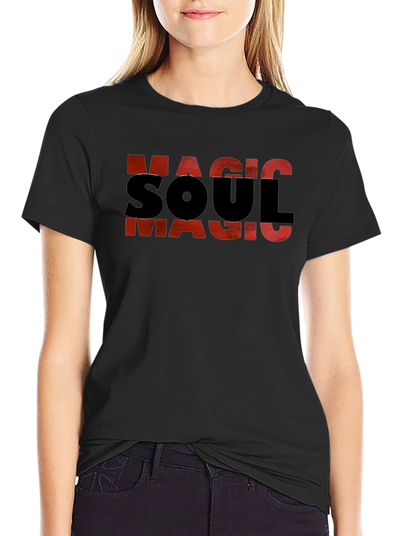 Magic Soul Graphic T-Shirt - Black Cotton Blend