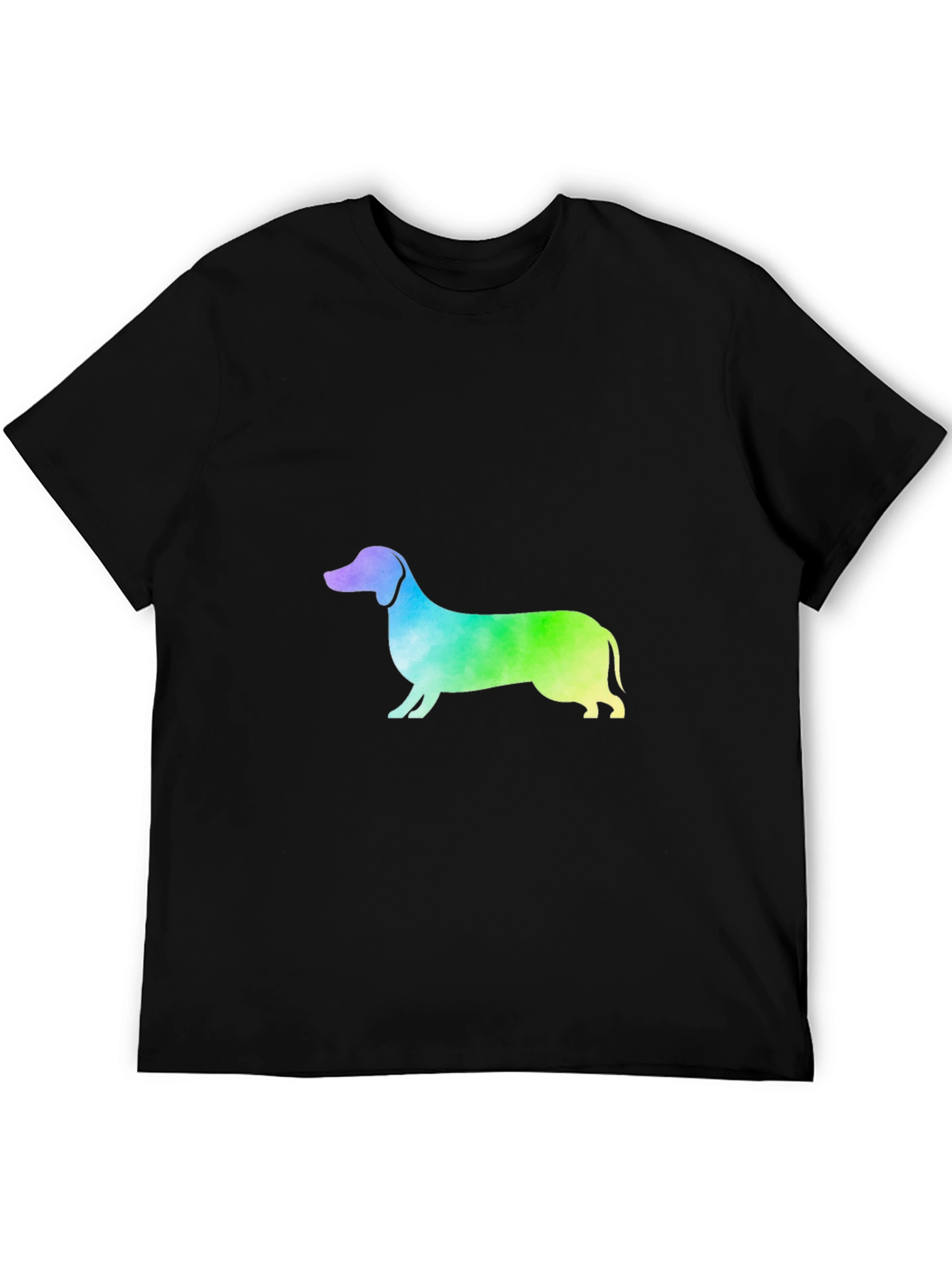 Rainbow Dachshund Graphic Tee - Black Cotton Blend