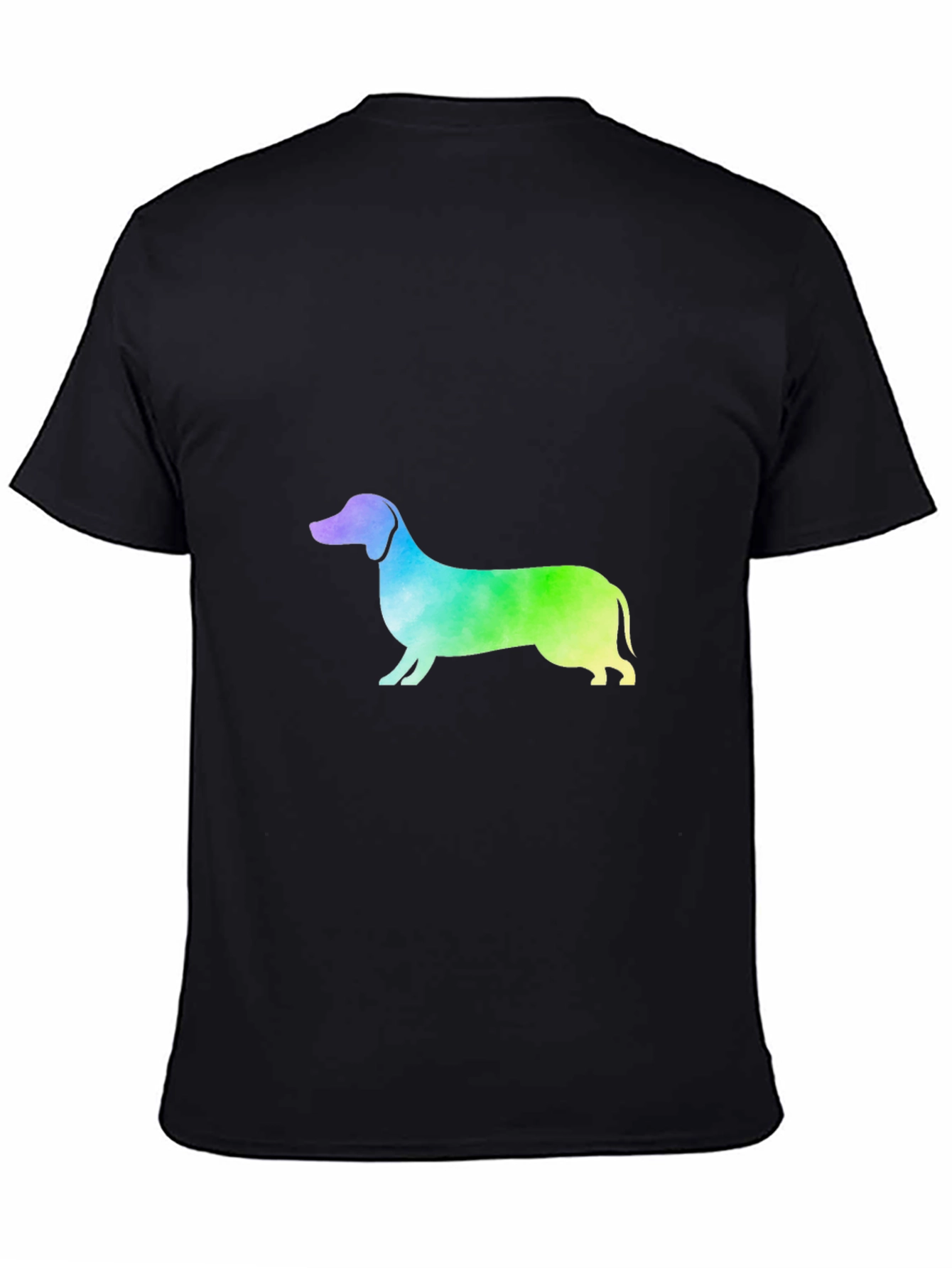 Rainbow Dachshund Graphic Tee - Black Cotton Blend