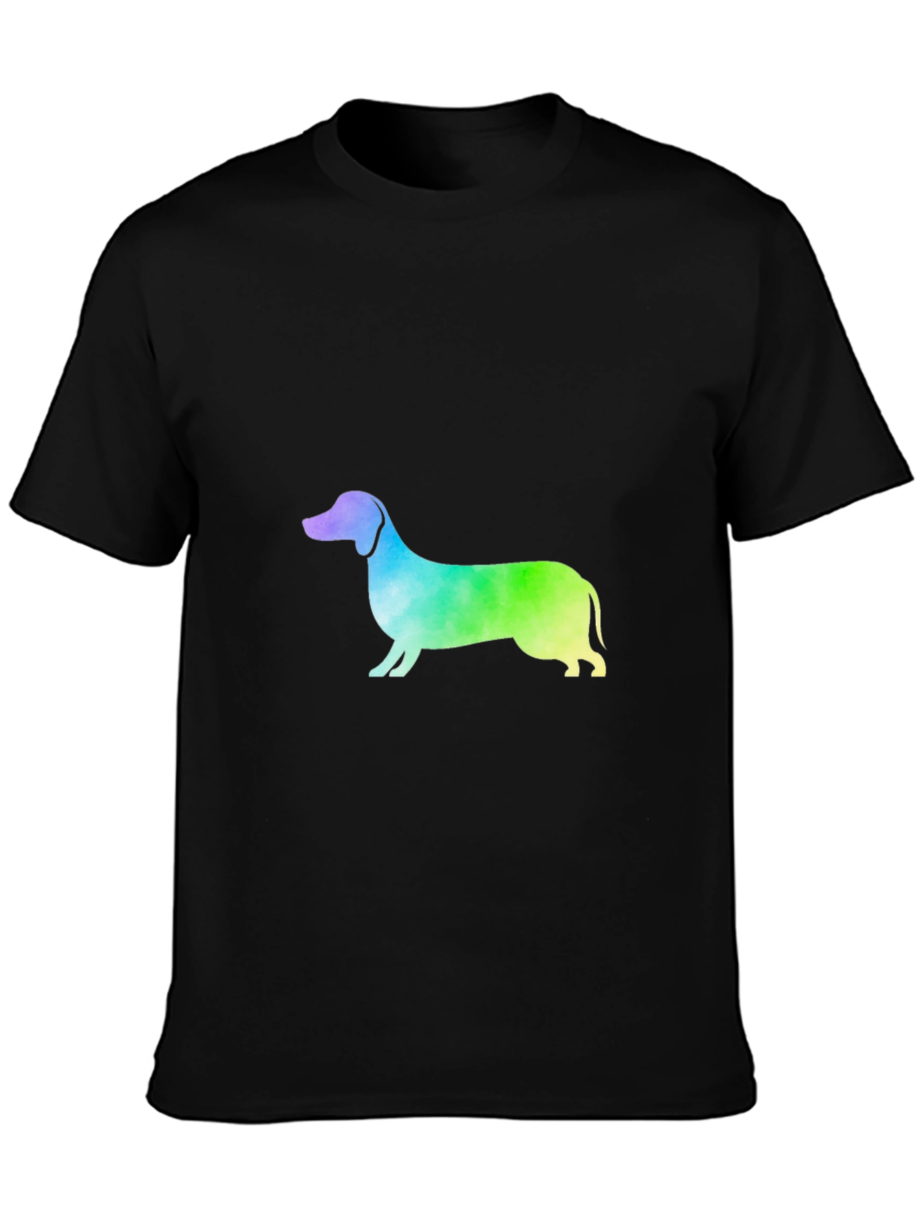 Rainbow Dachshund Graphic Tee - Black Cotton Blend