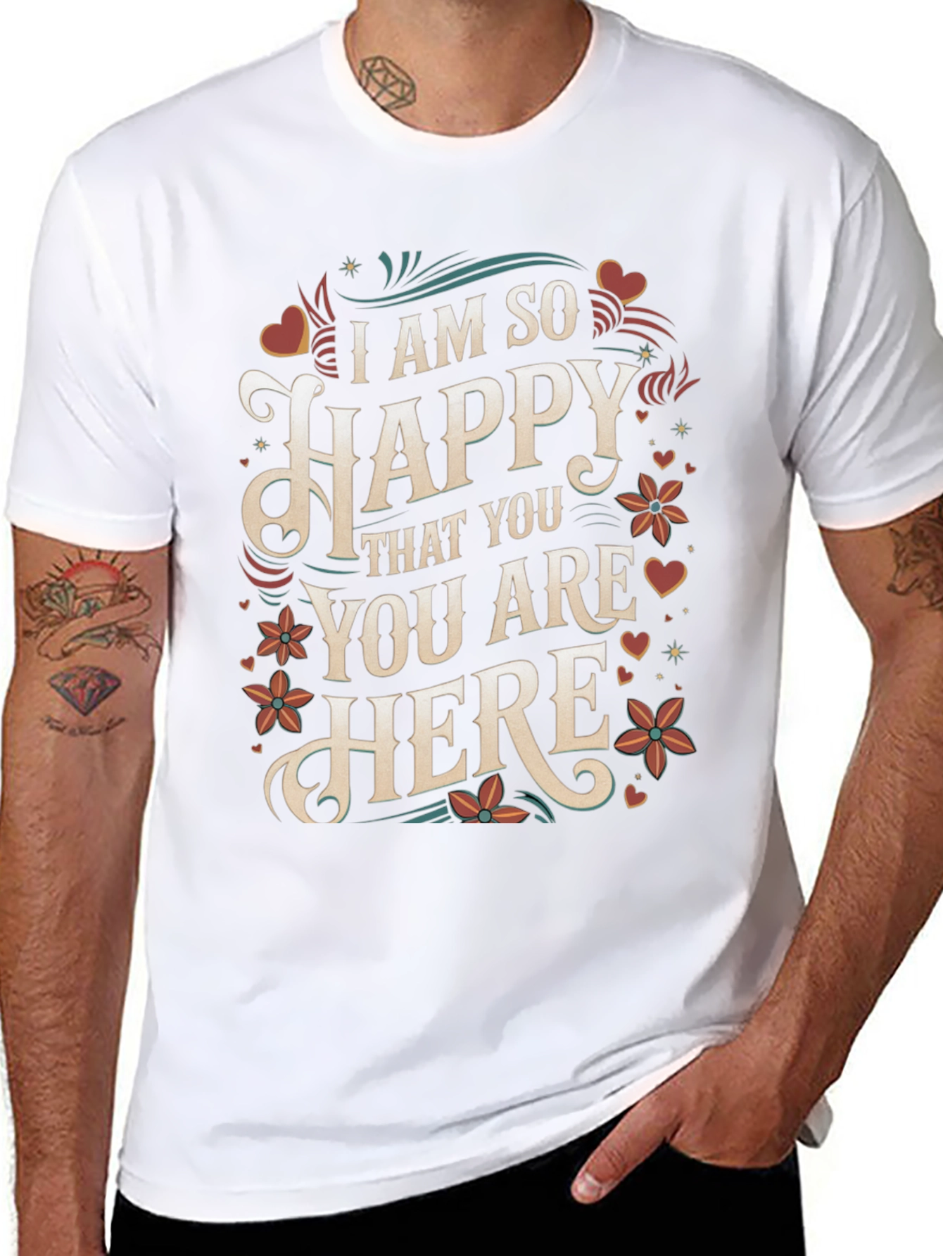 I Am So Happy T-Shirt - Floral Design