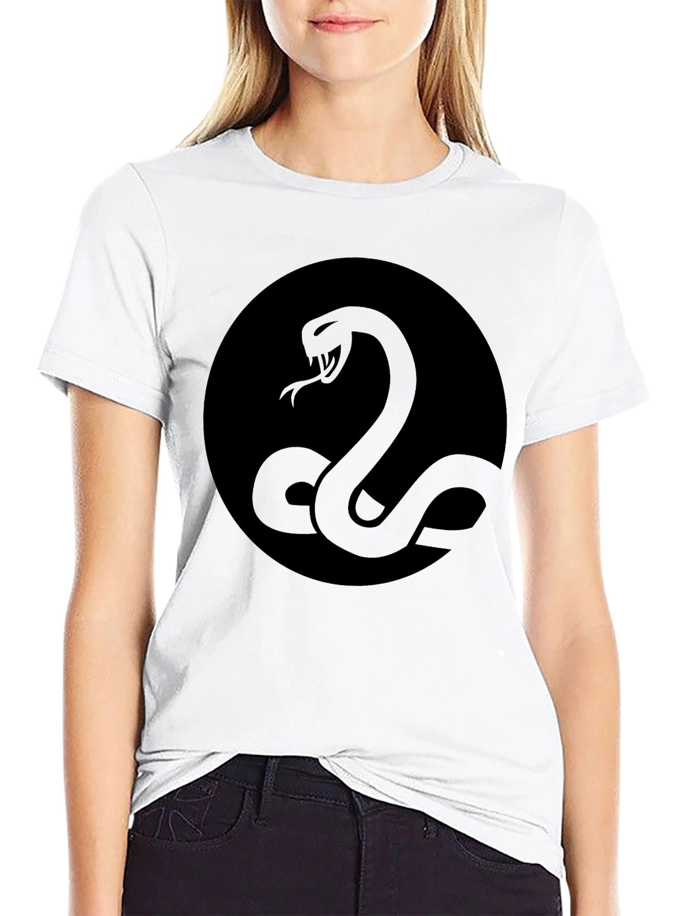 Mens Black Snake Graphic T-Shirt - Stylish Serpent Design
