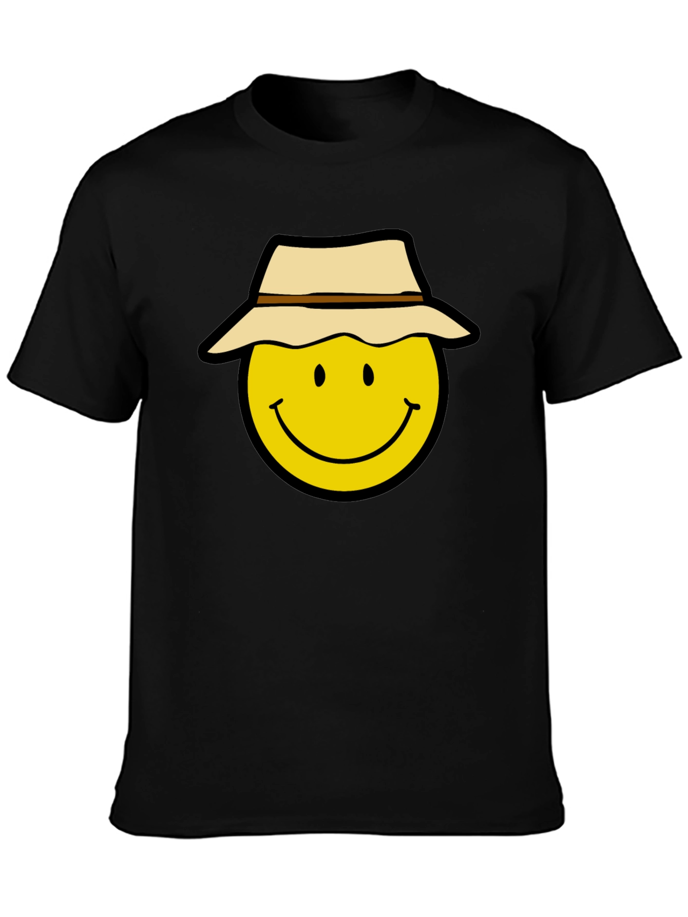 Smiley Face Hat T-Shirt - Cool Graphic Tee