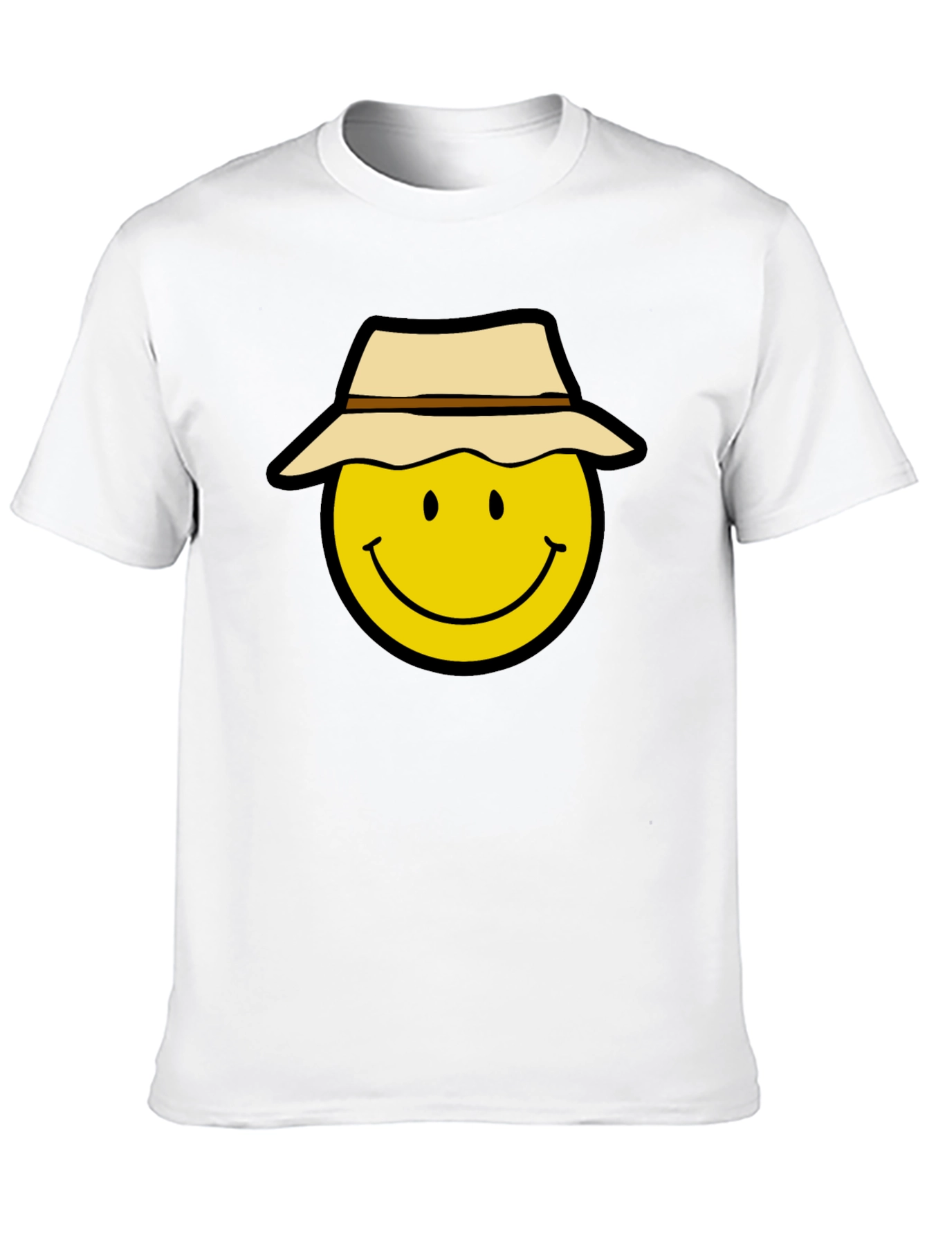 Smiley Face Hat T-Shirt - Cool Graphic Tee