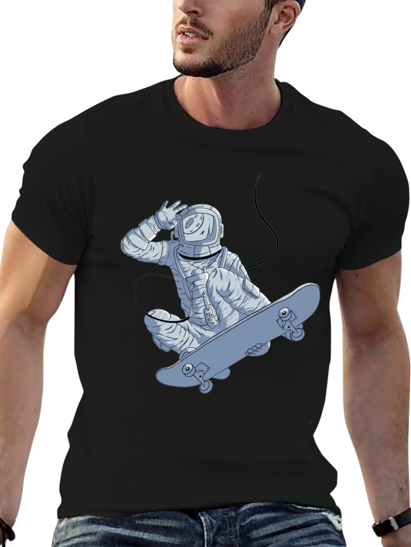 Astronaut Skateboarder Graphic T-Shirt