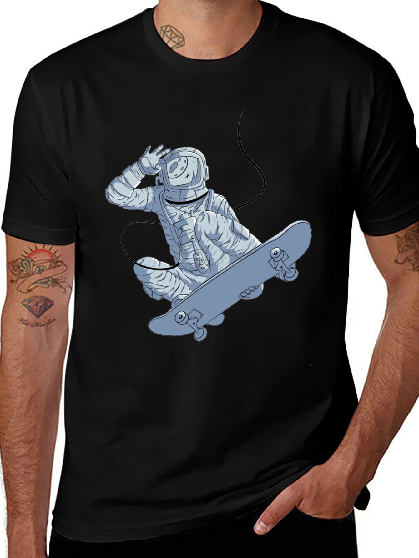Astronaut Skateboarder Graphic T-Shirt