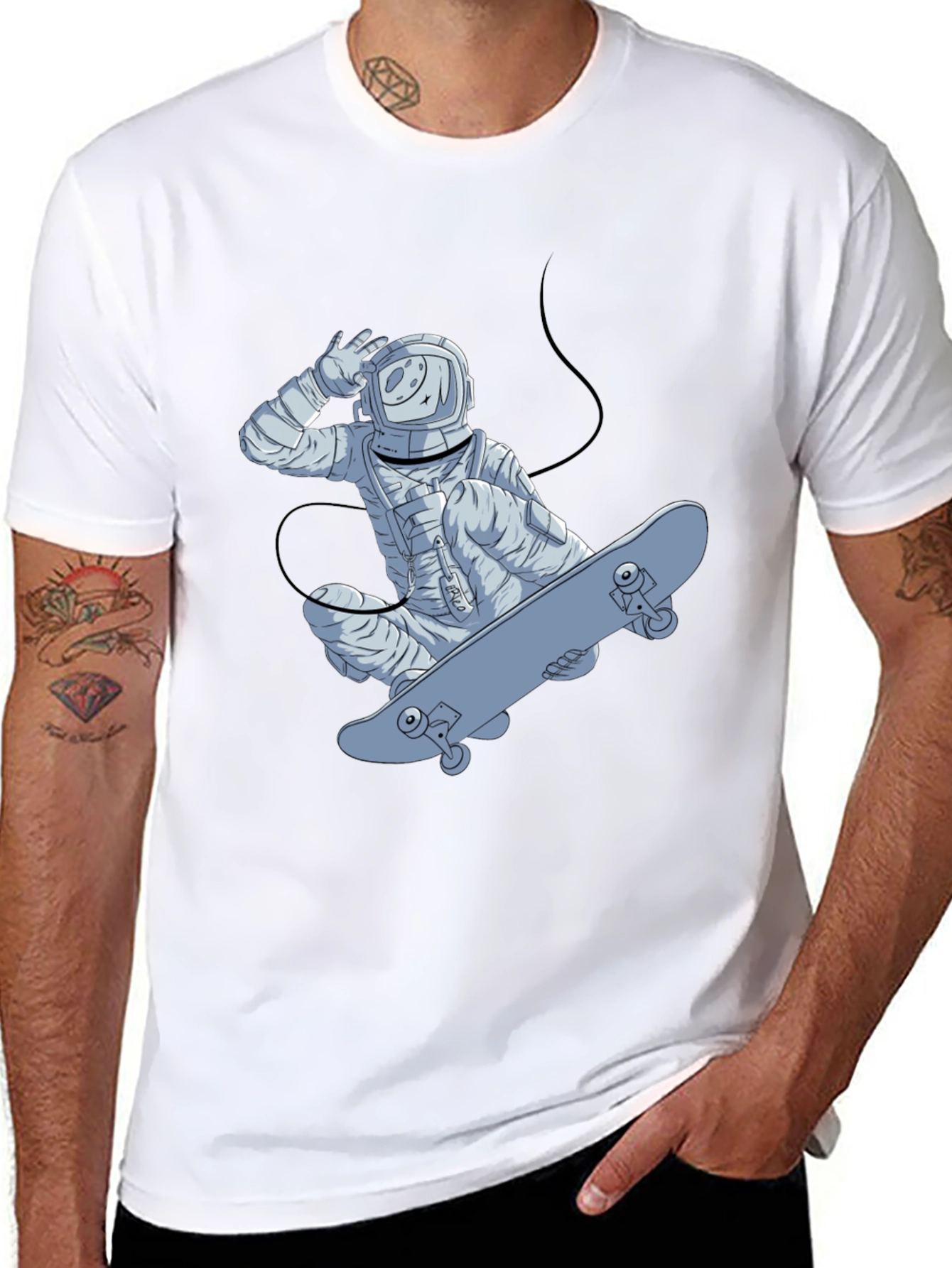 Astronaut Skateboarder Graphic T-Shirt