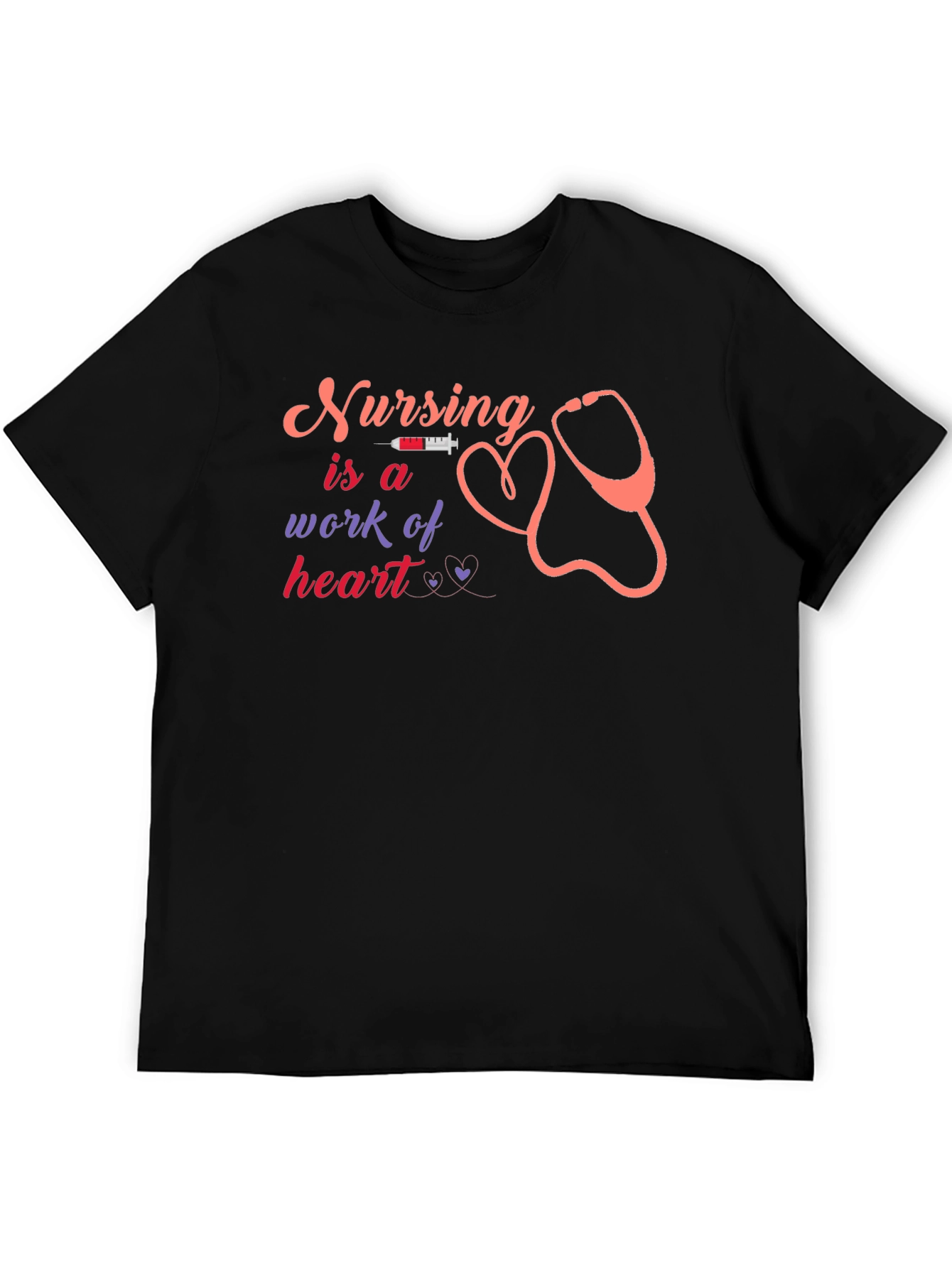 Nursing is a Work of Heart Black T-Shirt