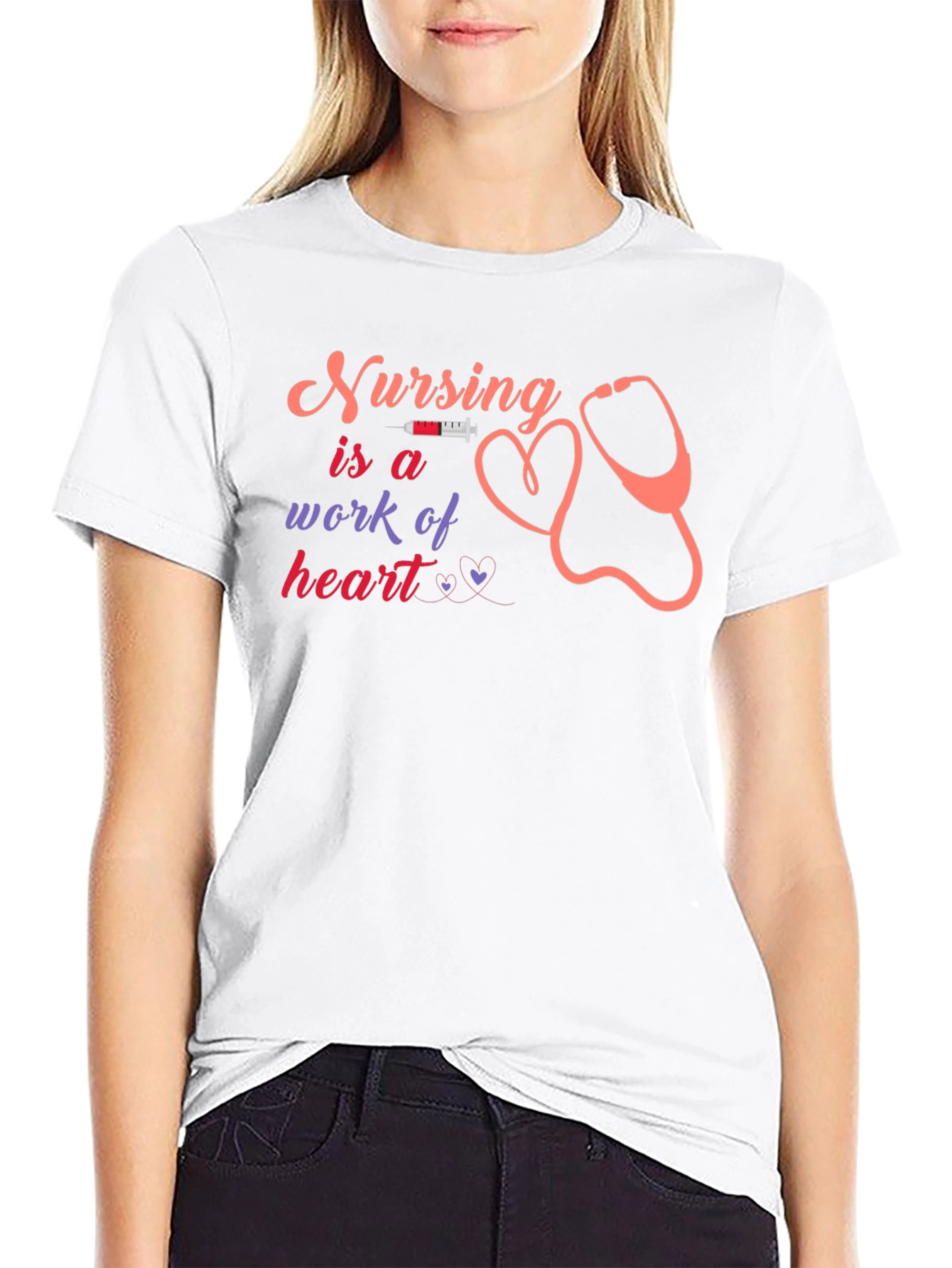 Nursing is a Work of Heart Black T-Shirt