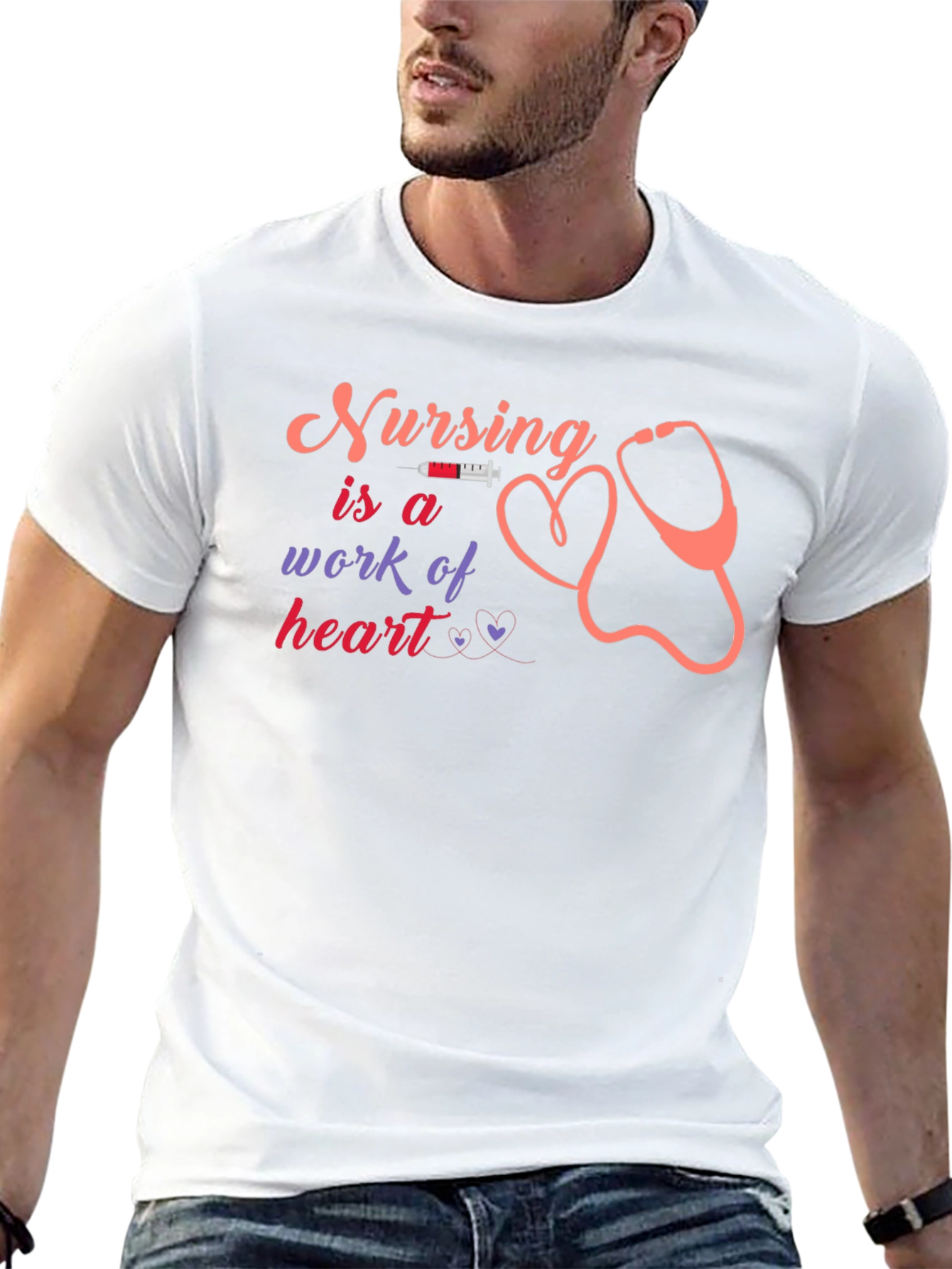 Nursing is a Work of Heart Black T-Shirt