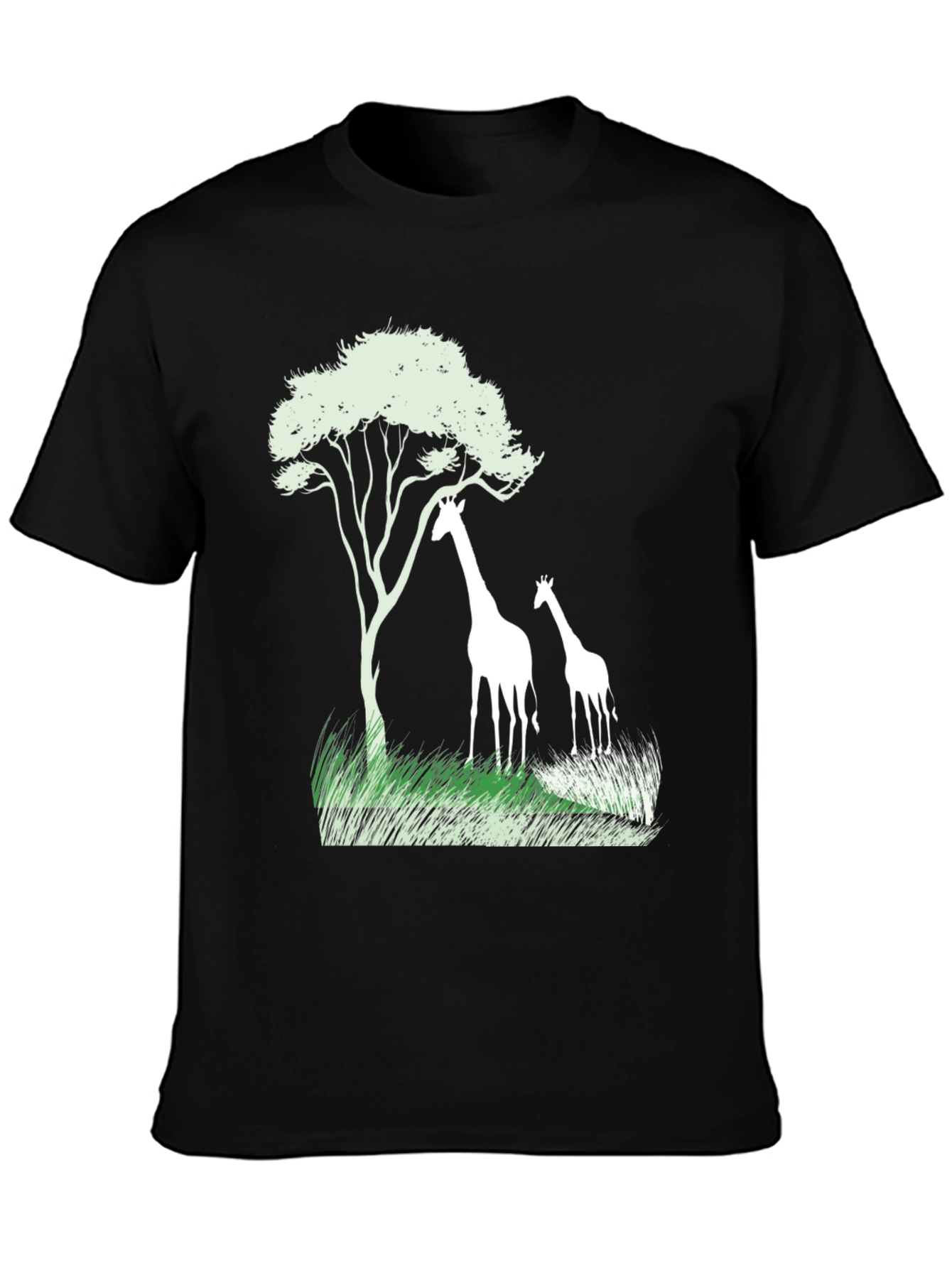 Giraffe Silhouette Graphic Tee - Black