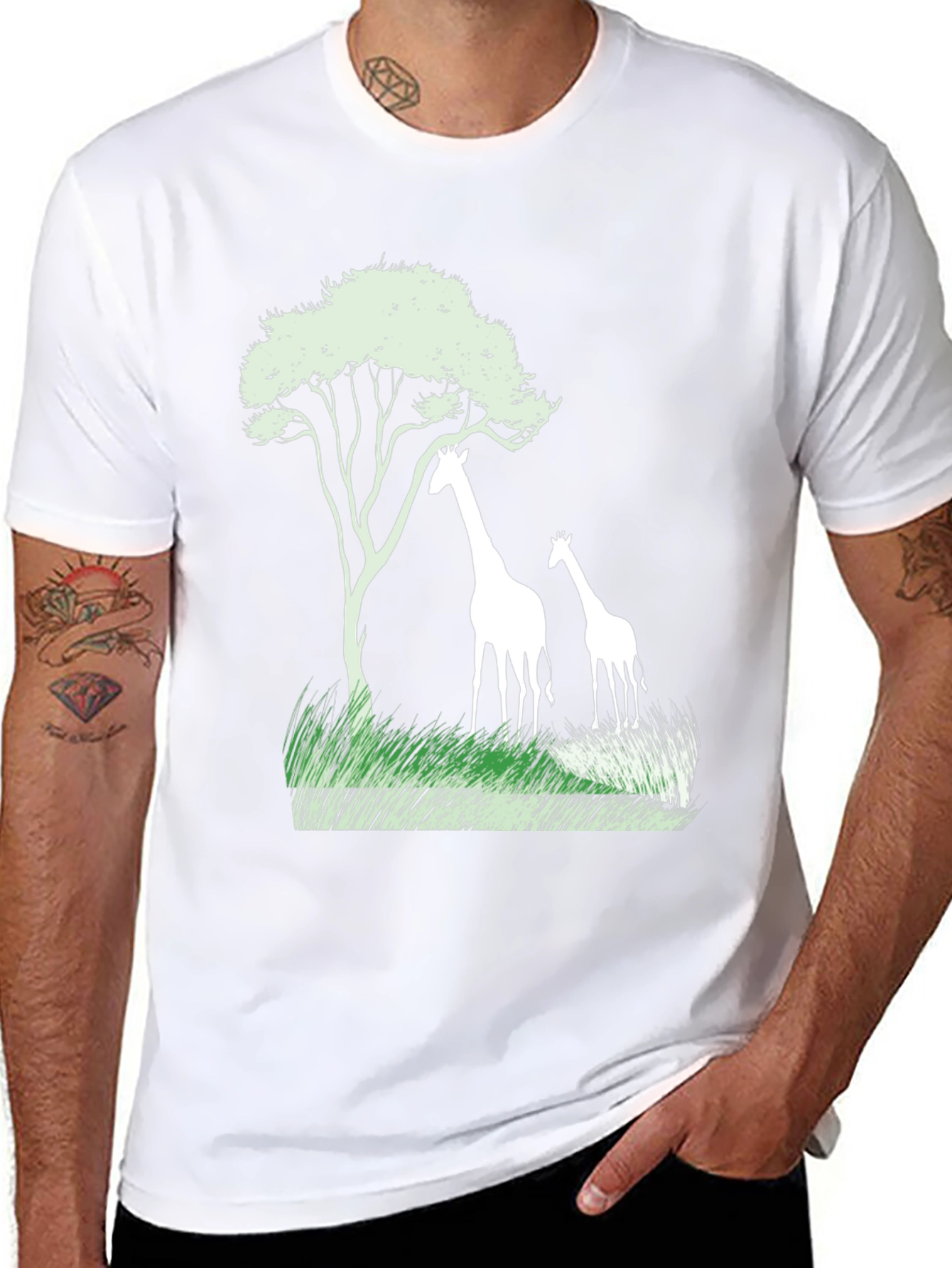 Giraffe Silhouette Graphic Tee - Black