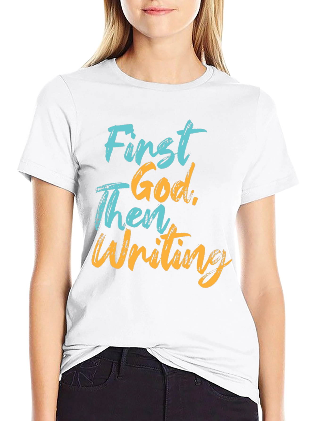 First God Then Writing Graphic Tee