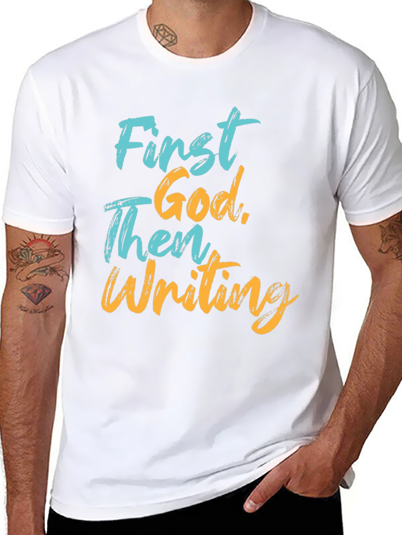 First God Then Writing Graphic Tee