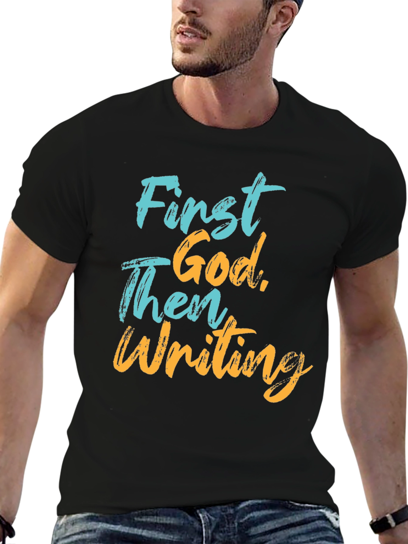 First God Then Writing Graphic Tee