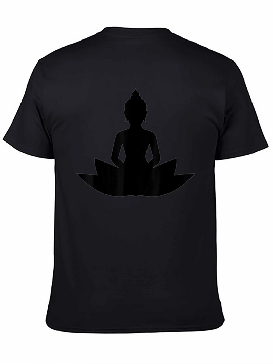 Buddha Lotus Graphic T-Shirt - Black Casual Tee