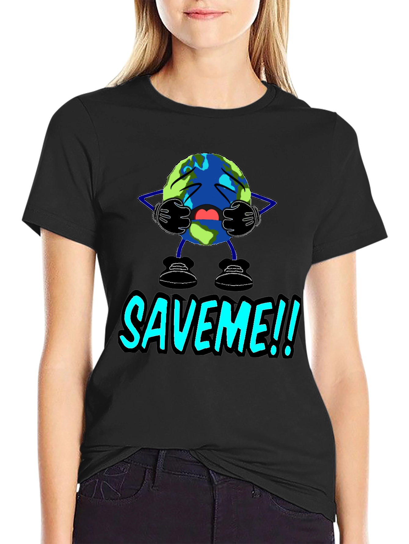 Save Me Earth Graphic T-Shirt - Black Cotton Tee