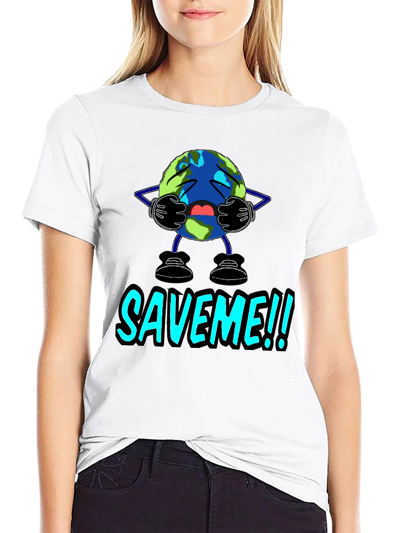 Save Me Earth Graphic T-Shirt - Black Cotton Tee