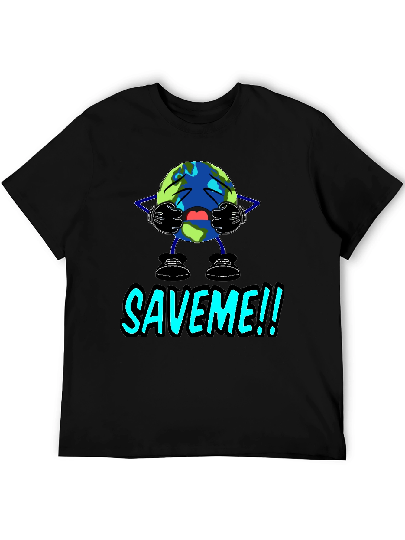 Save Me Earth Graphic T-Shirt - Black Cotton Tee