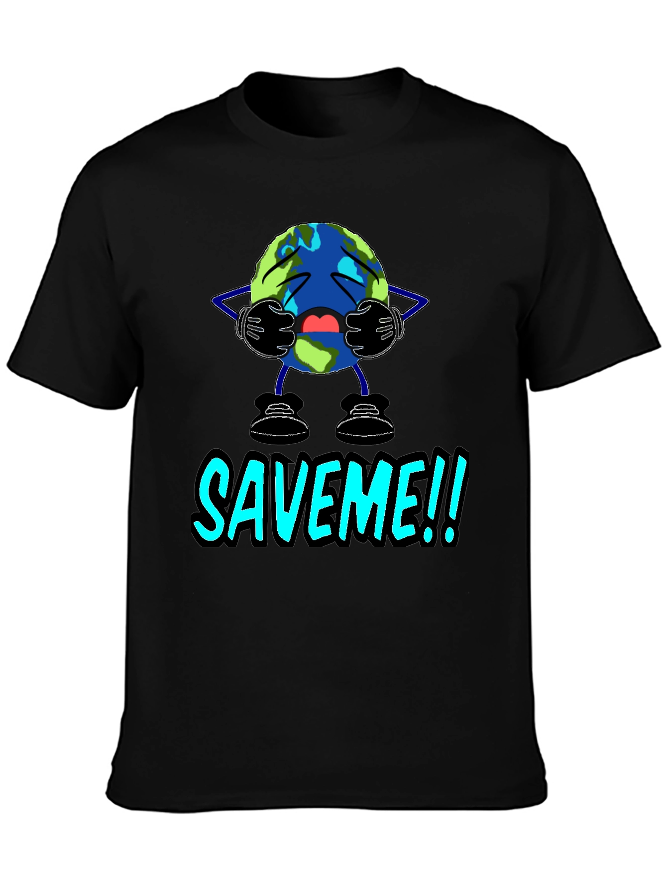 Save Me Earth Graphic T-Shirt - Black Cotton Tee