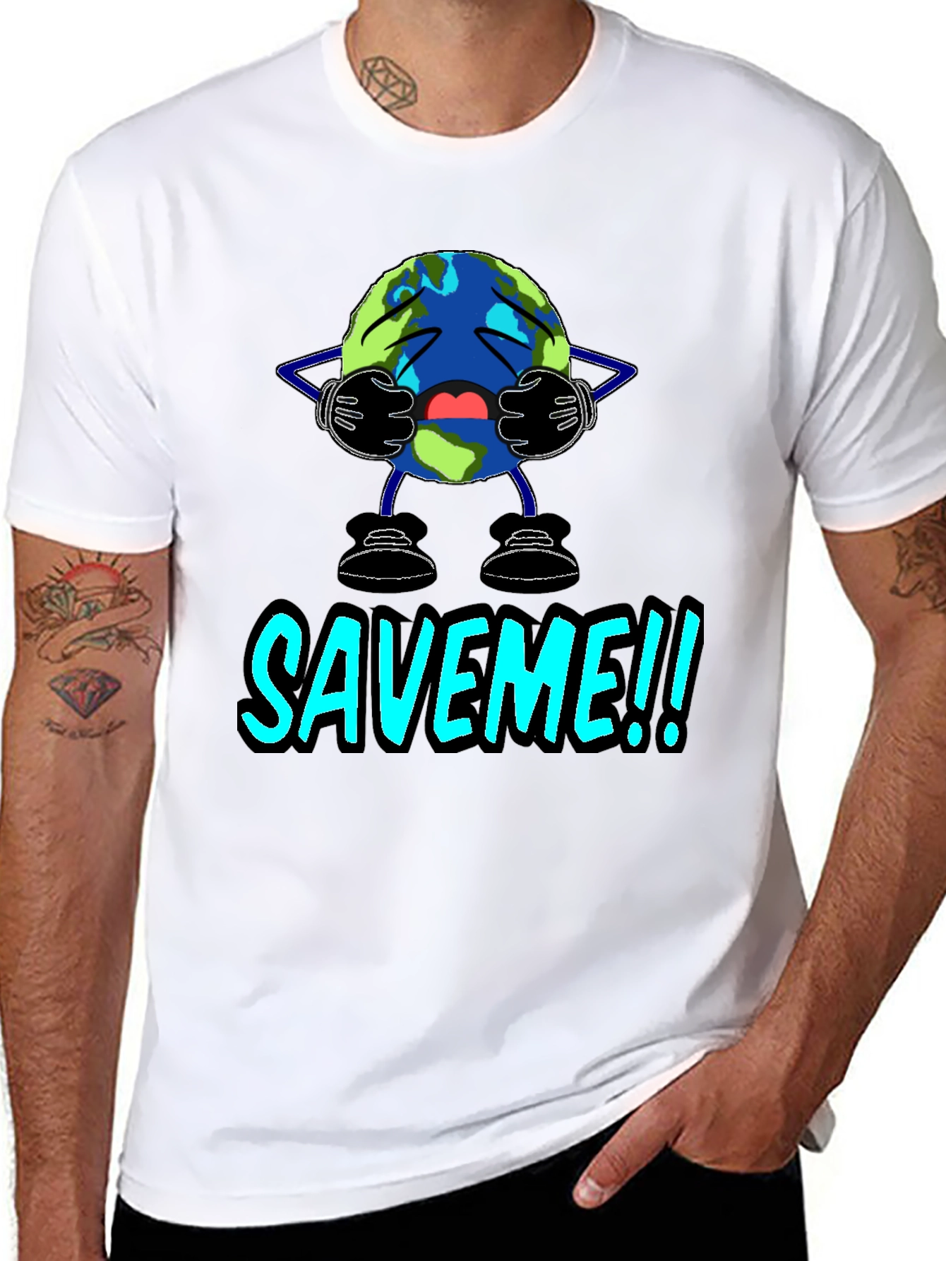 Save Me Earth Graphic T-Shirt - Black Cotton Tee