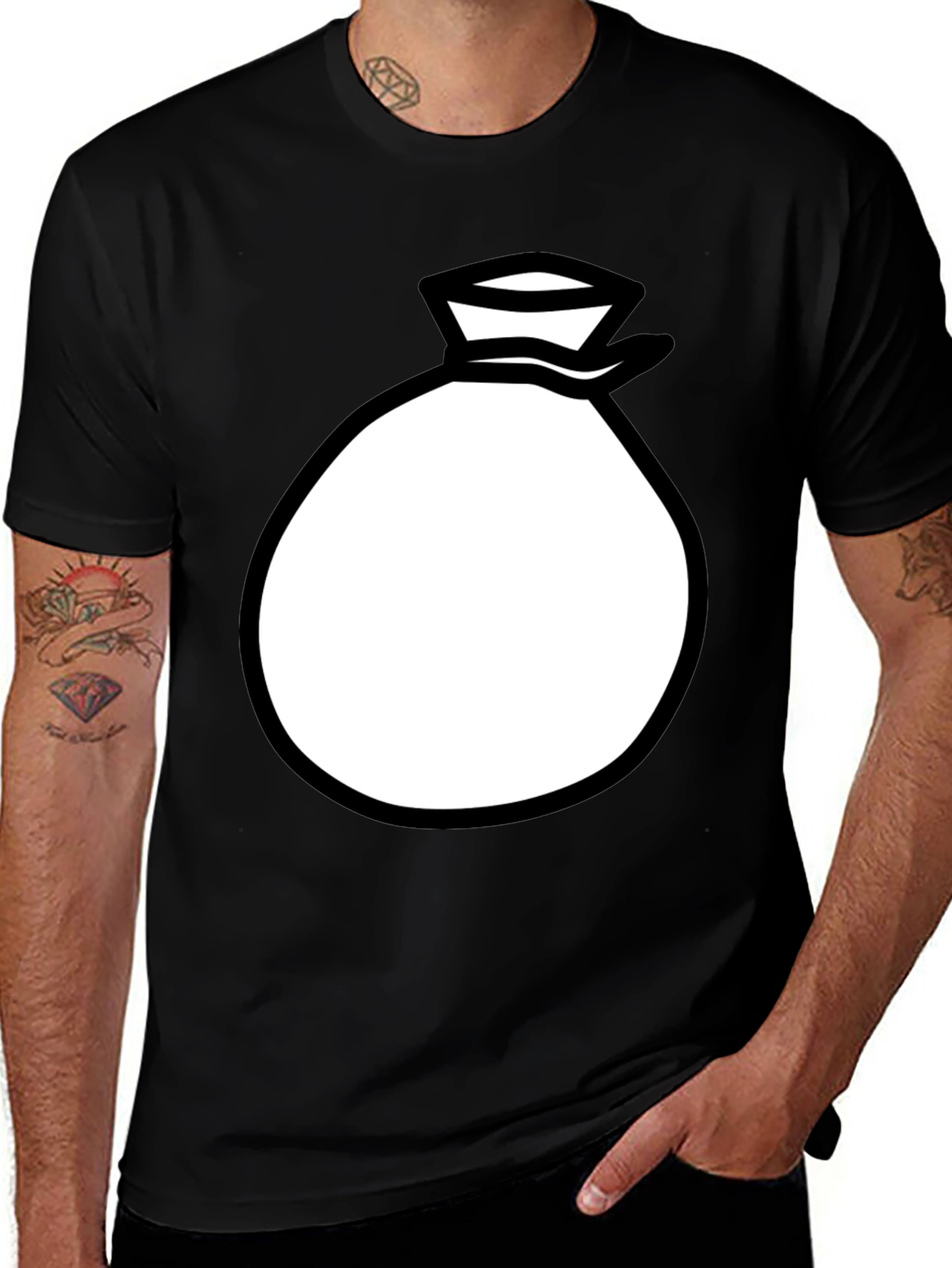 Money Bag Graphic Black T-Shirt