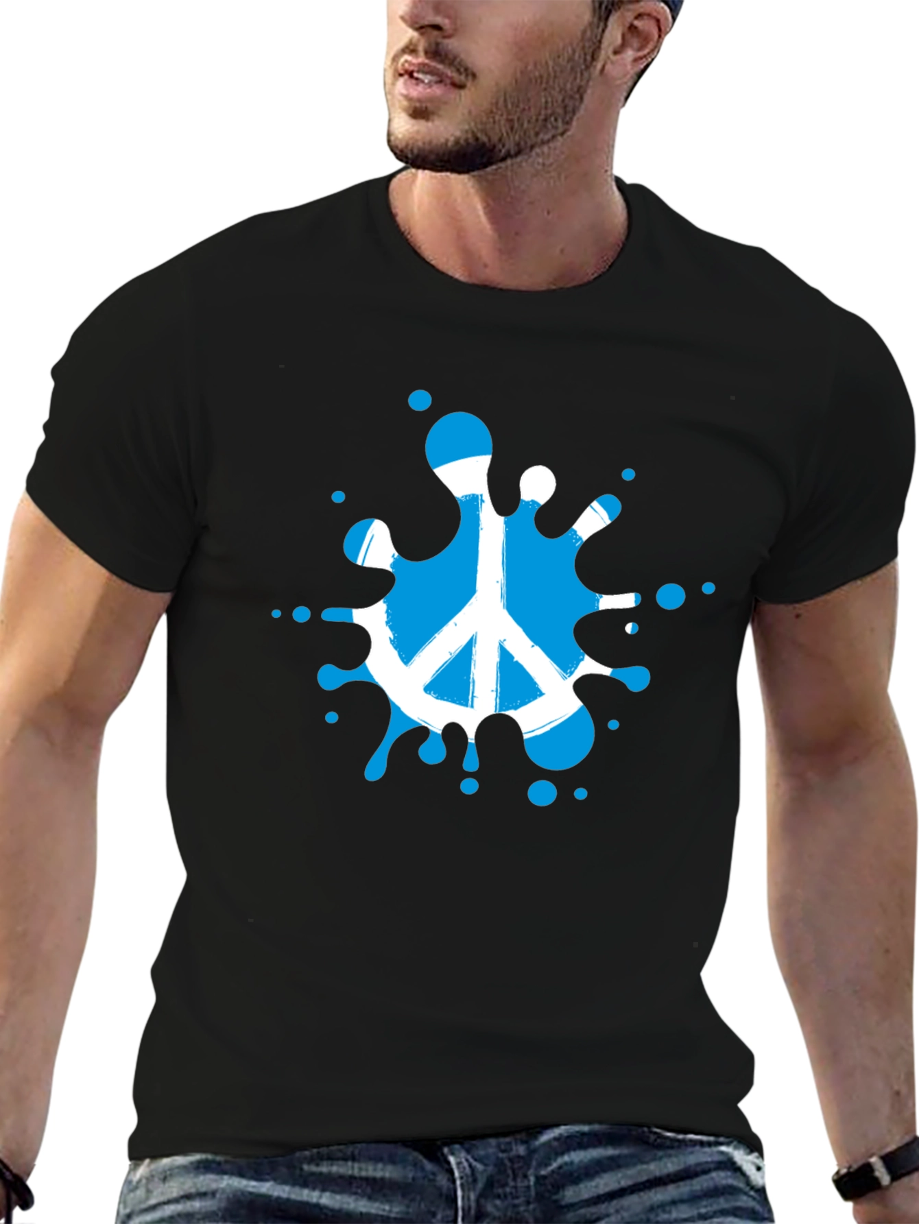 Peace Sign Splash Black T-Shirt
