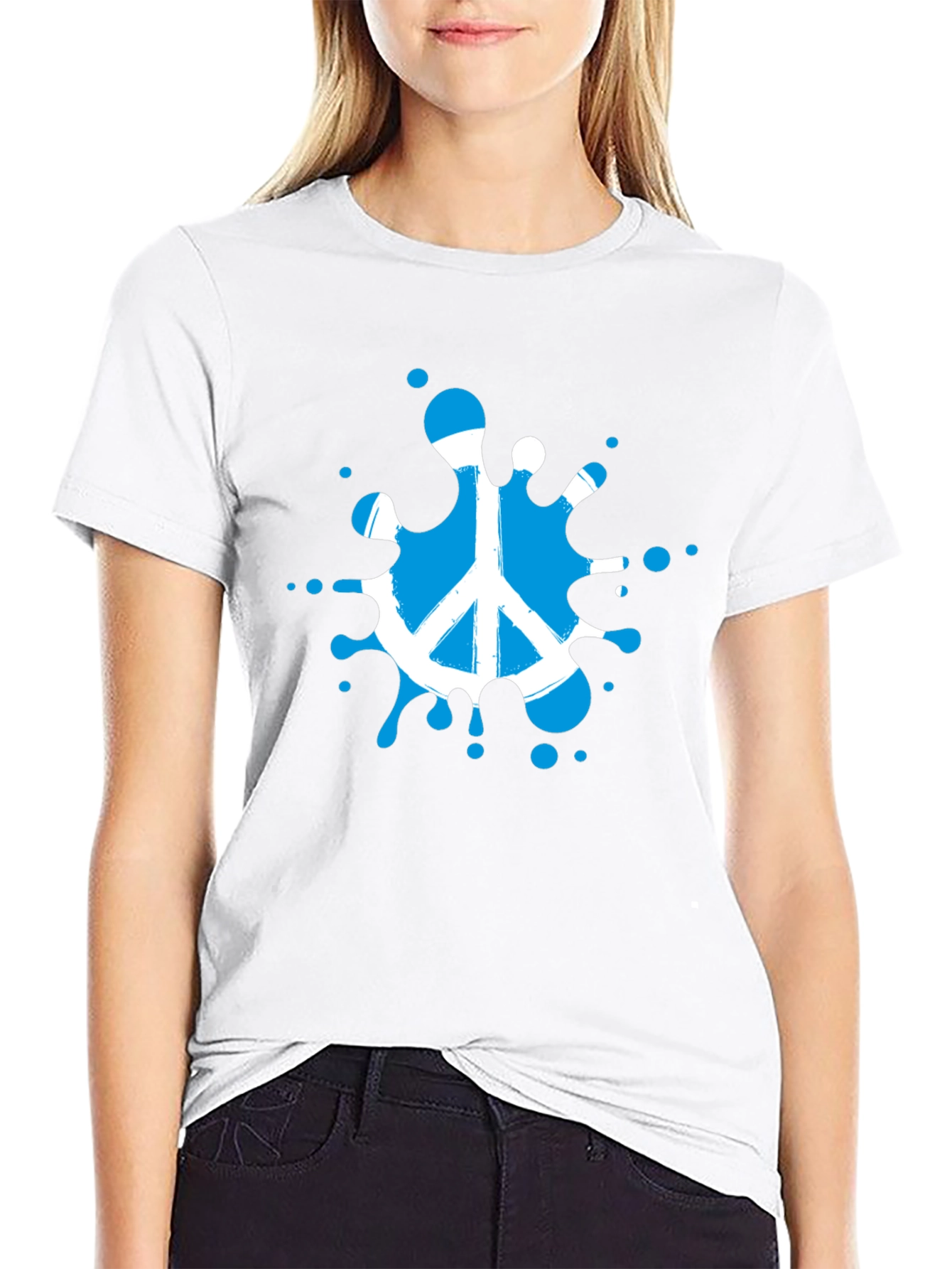 Peace Sign Splash Black T-Shirt