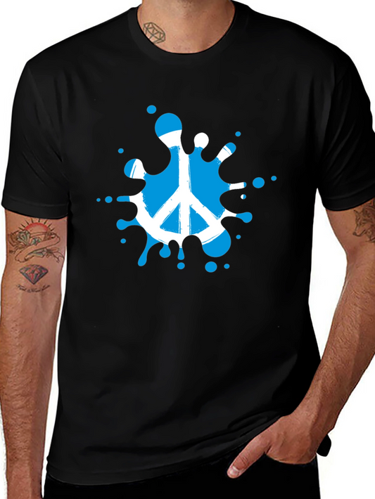 Peace Sign Splash Black T-Shirt