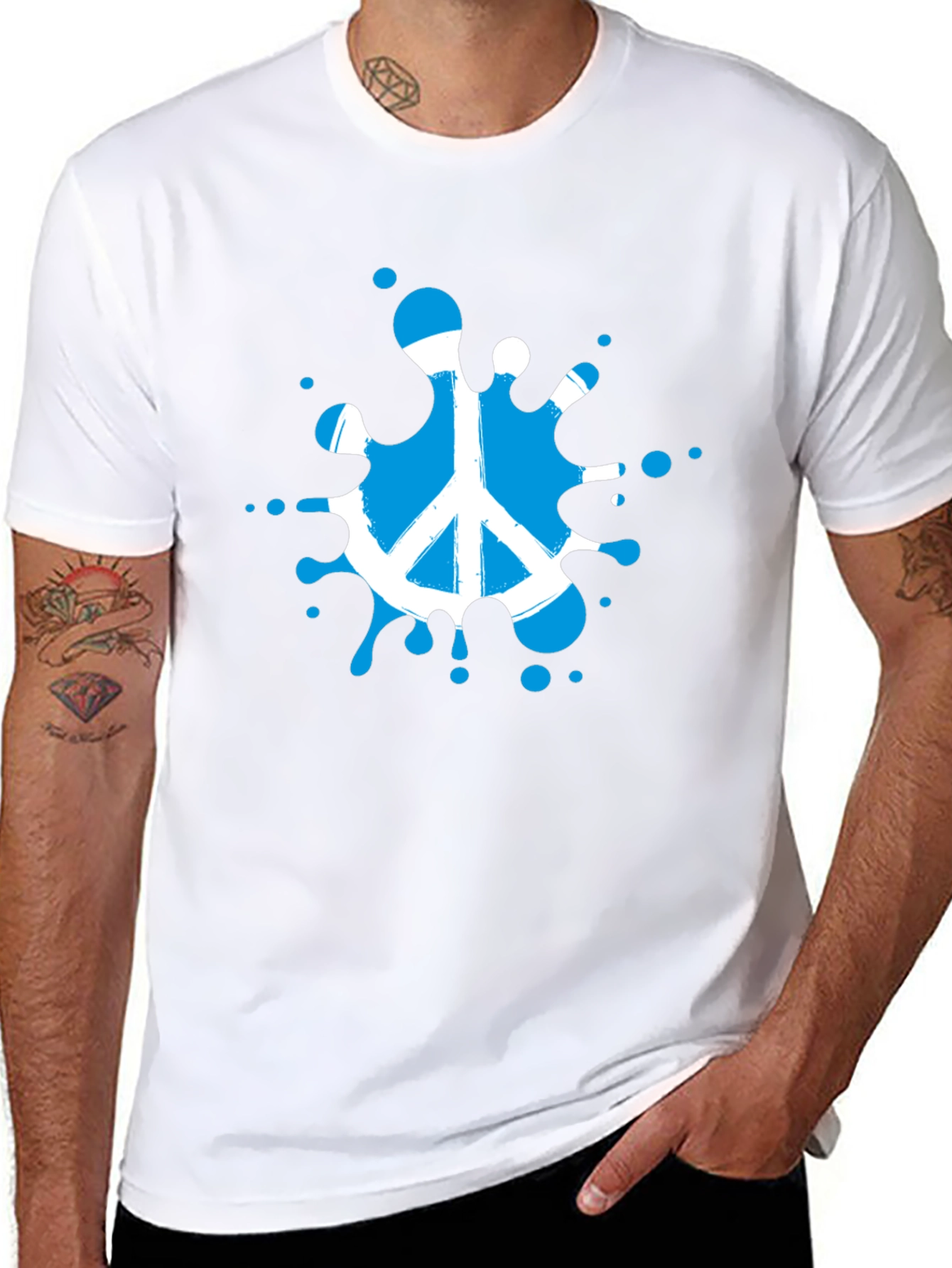 Peace Sign Splash Black T-Shirt