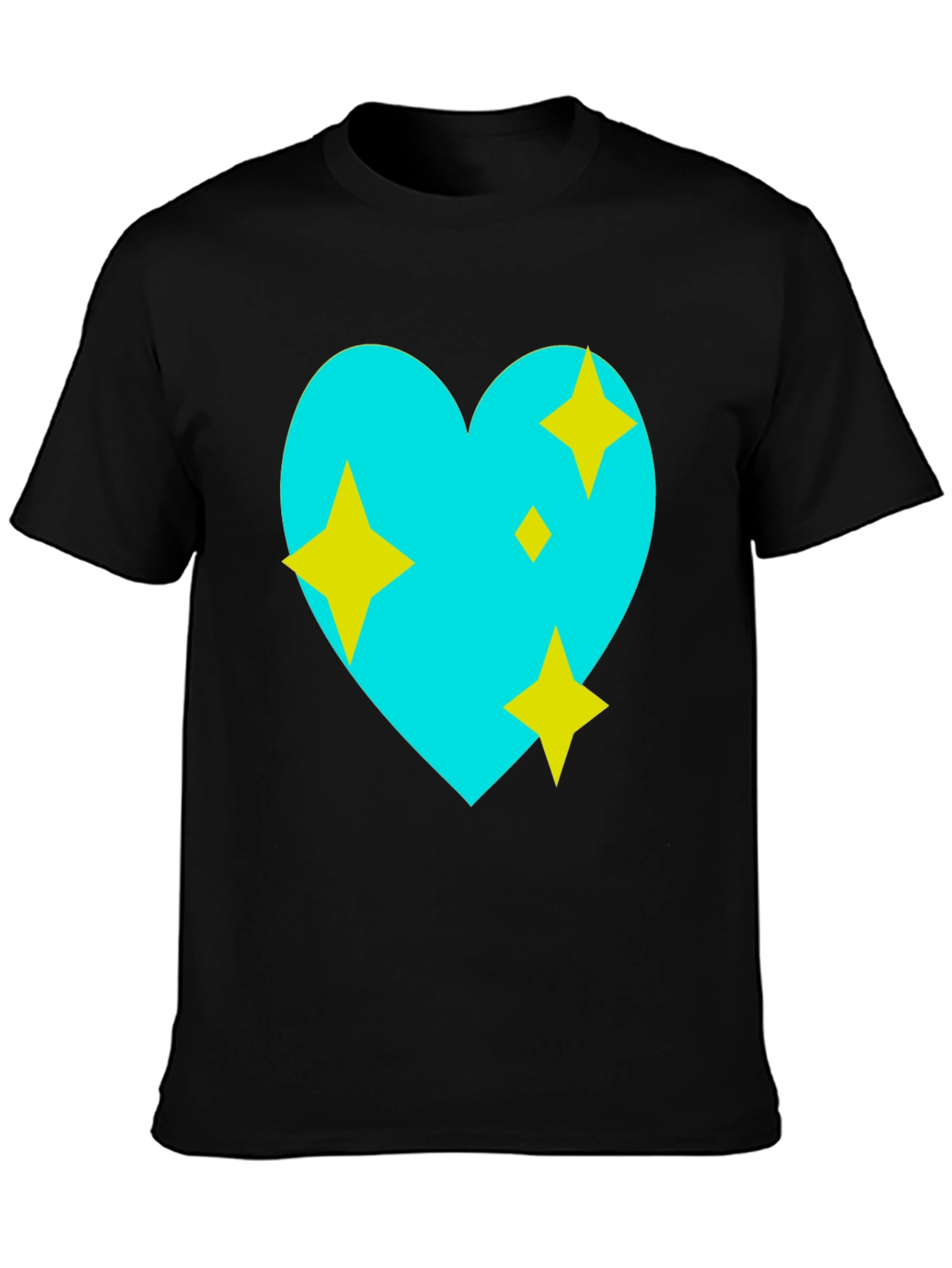 Sparkling Heart Graphic Tee - Black Cotton Blend