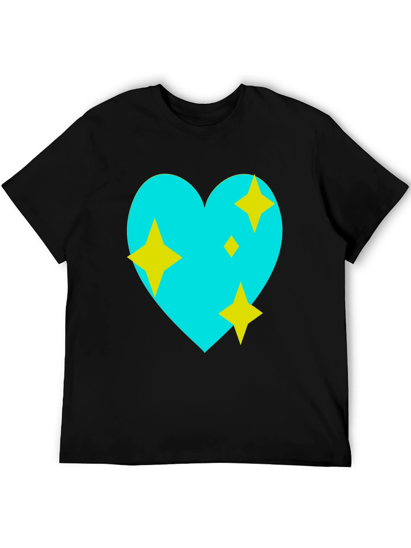 Sparkling Heart Graphic Tee - Black Cotton Blend