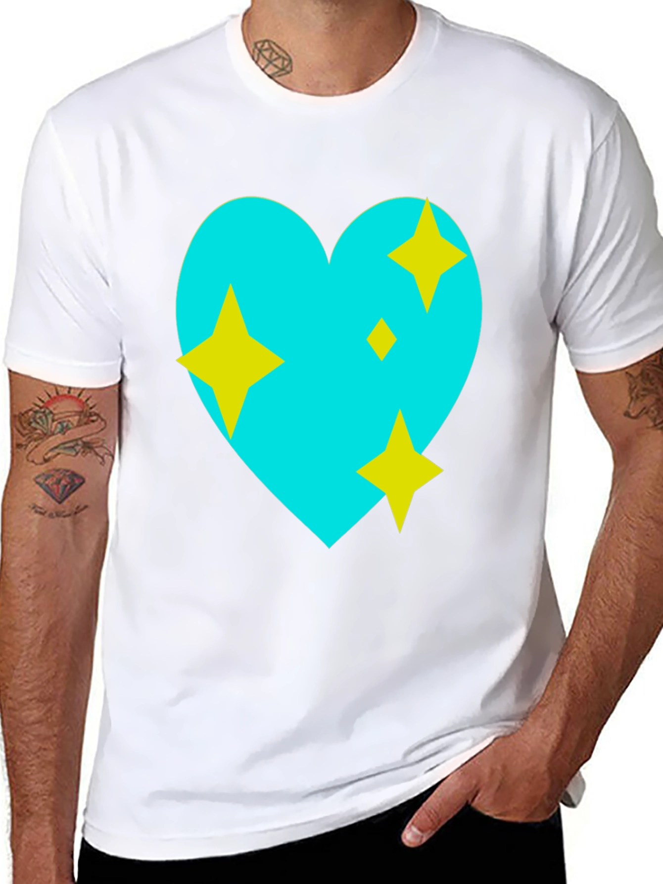 Sparkling Heart Graphic Tee - Black Cotton Blend