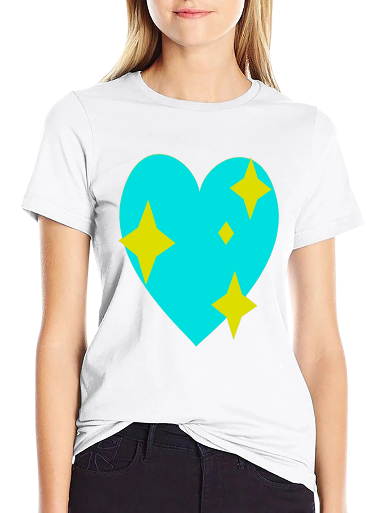 Sparkling Heart Graphic Tee - Black Cotton Blend