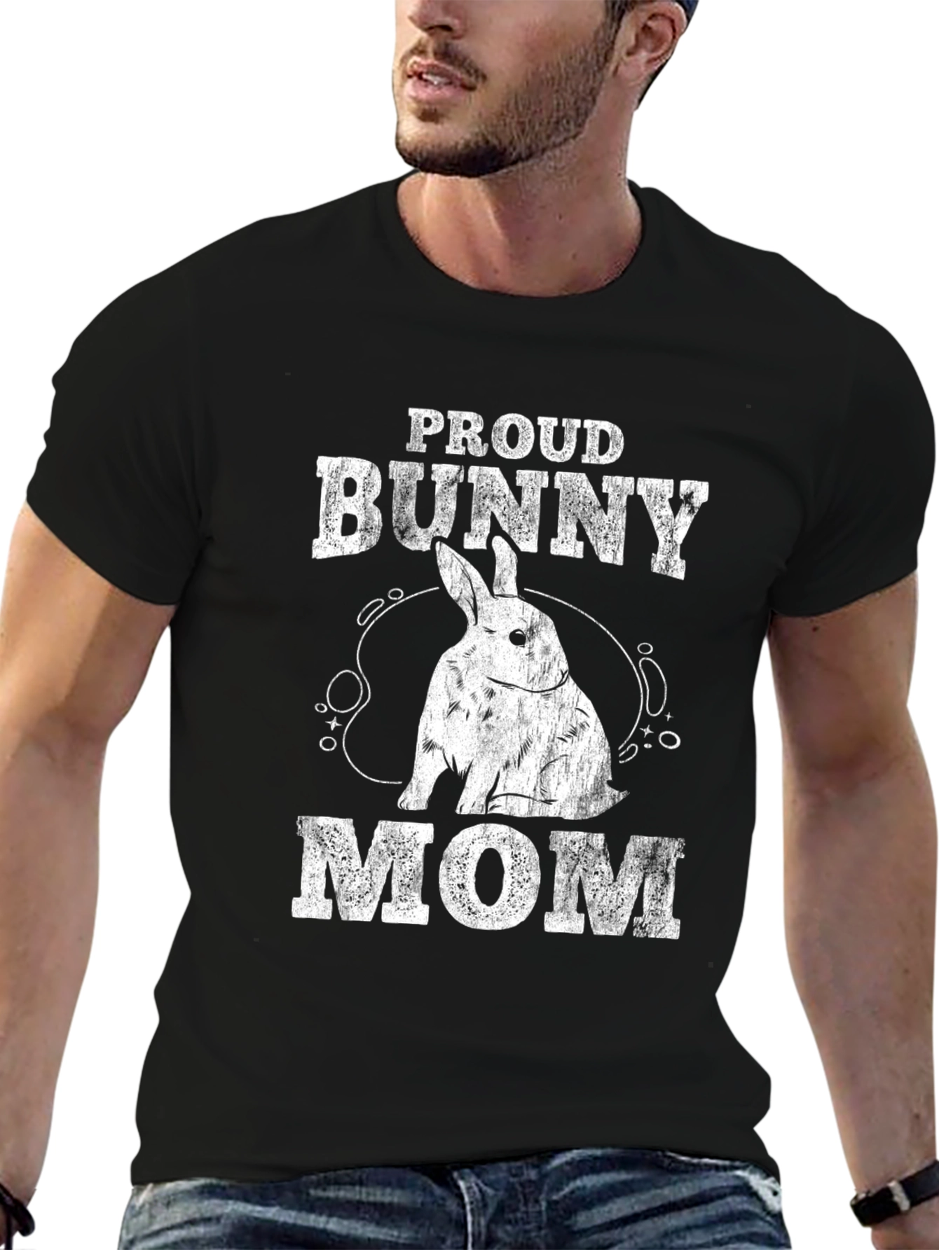 Proud Bunny Mom T-Shirt - Black Cotton Tee