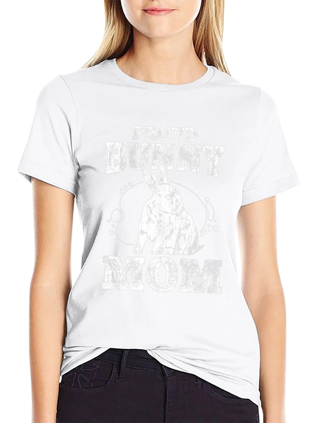 Proud Bunny Mom T-Shirt - Black Cotton Tee