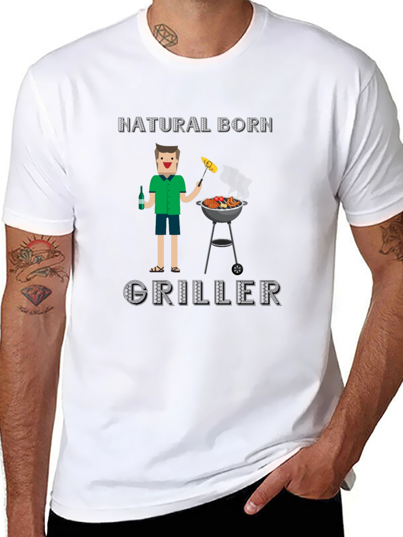 Natural Born Griller T-Shirt - BBQ Funny Tee