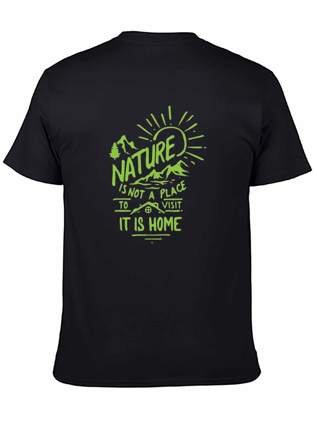 Nature is Home Graphic Tee - Black Cotton T-Shirt