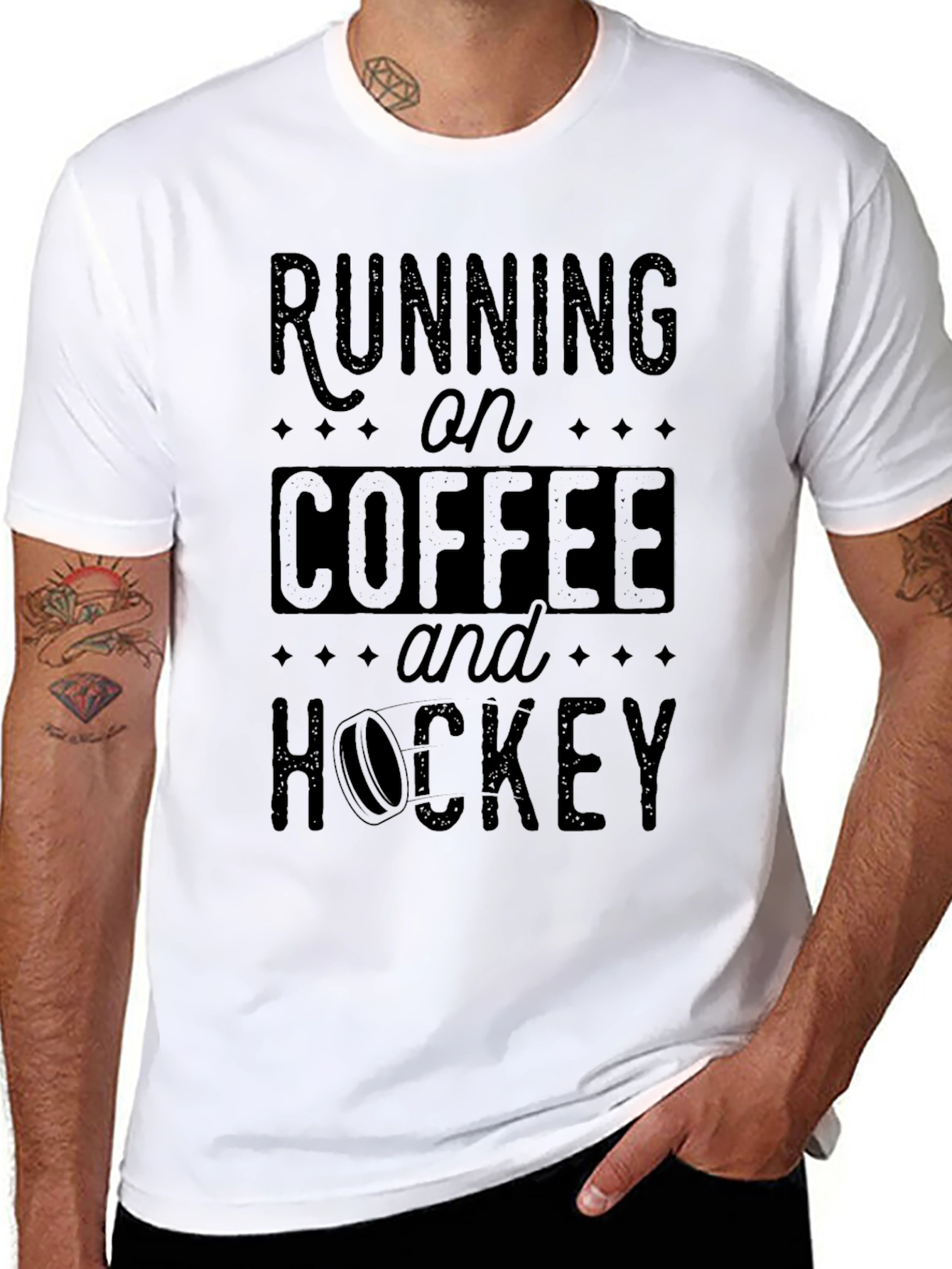 Running on Coffee and Hockey Black T-Shirt