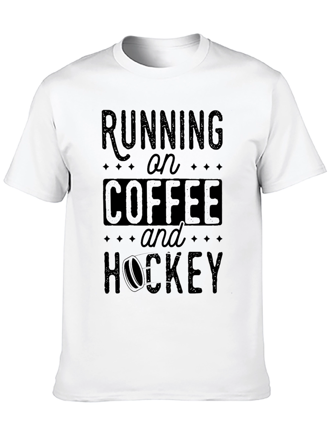 Running on Coffee and Hockey Black T-Shirt